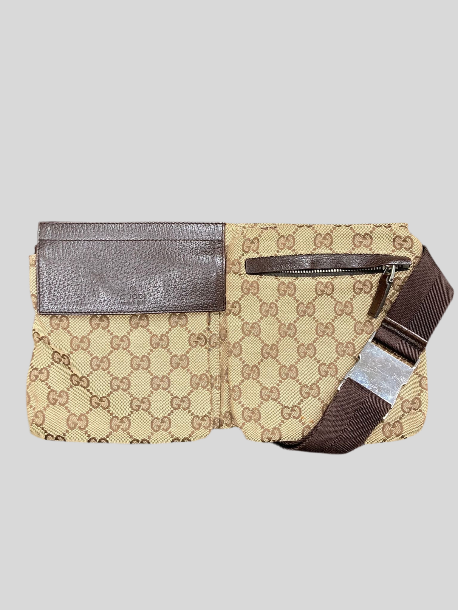Riñonera Gucci gg canvas marrón