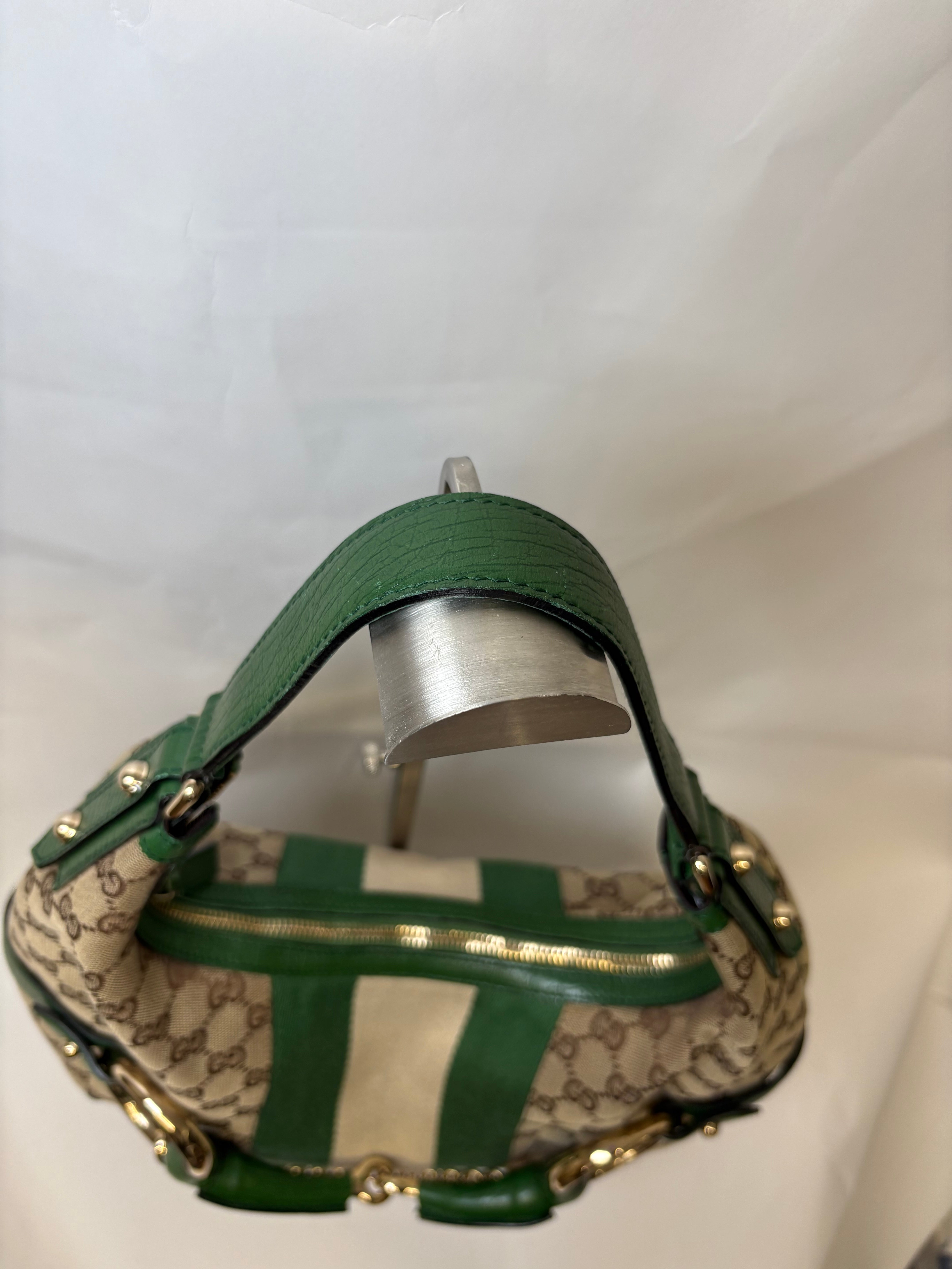 Gucci Horsebit Hobo chain large GG Canvas Verde Web