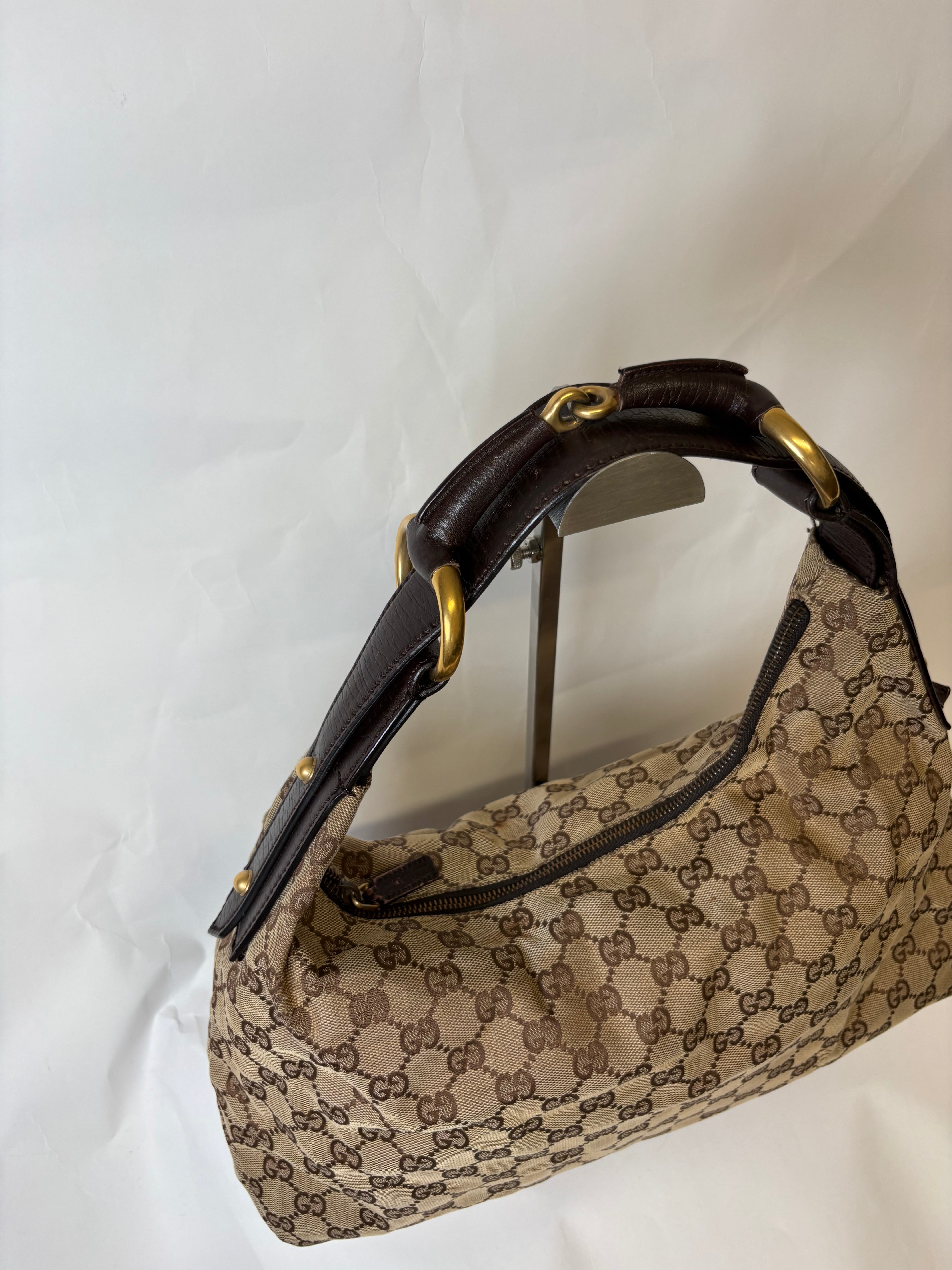 Gucci Horsebit Hobo GG Canvas Marrón