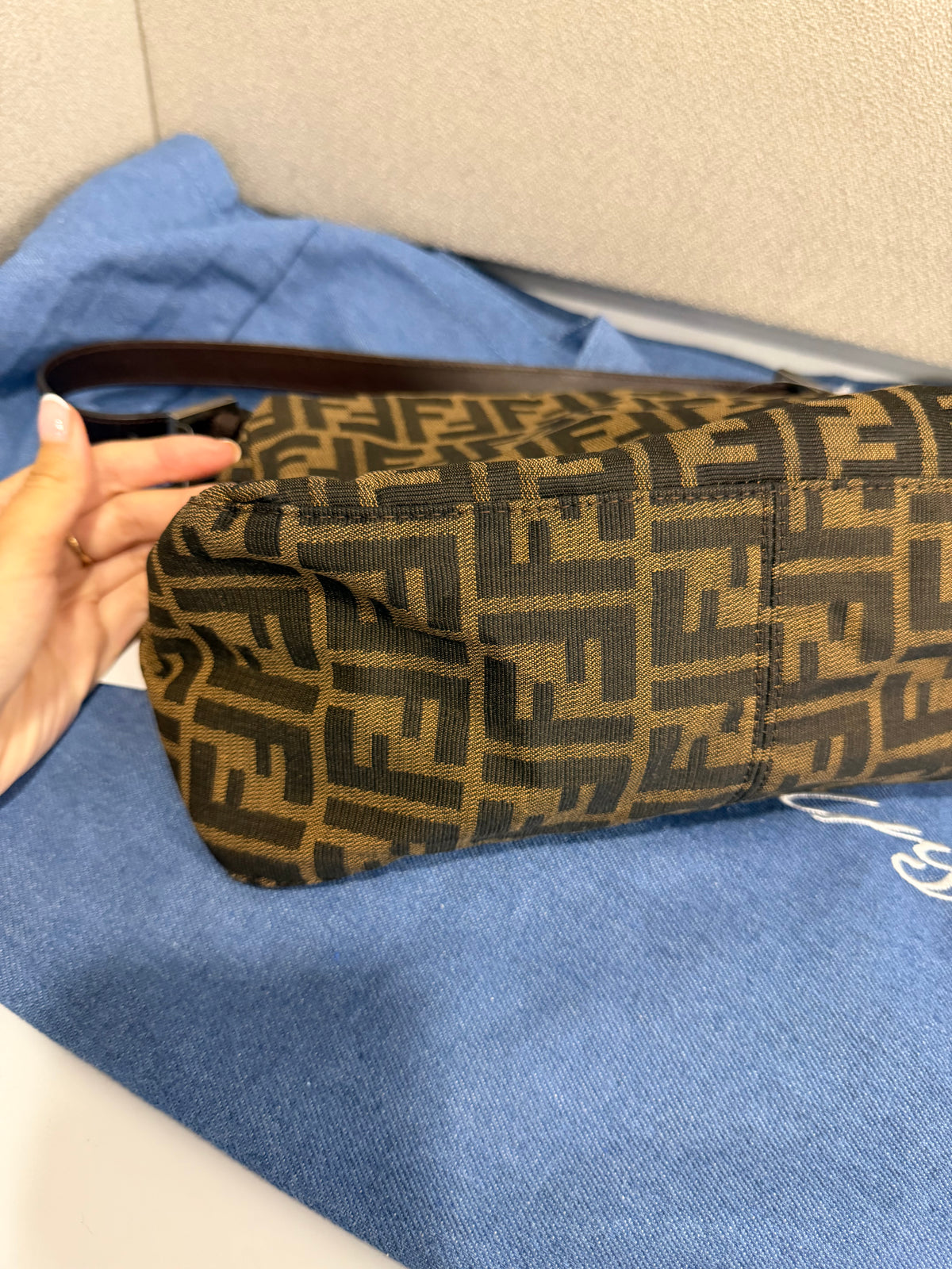 Fendi Mamma Baguette Lona Zucca Marrón vintage