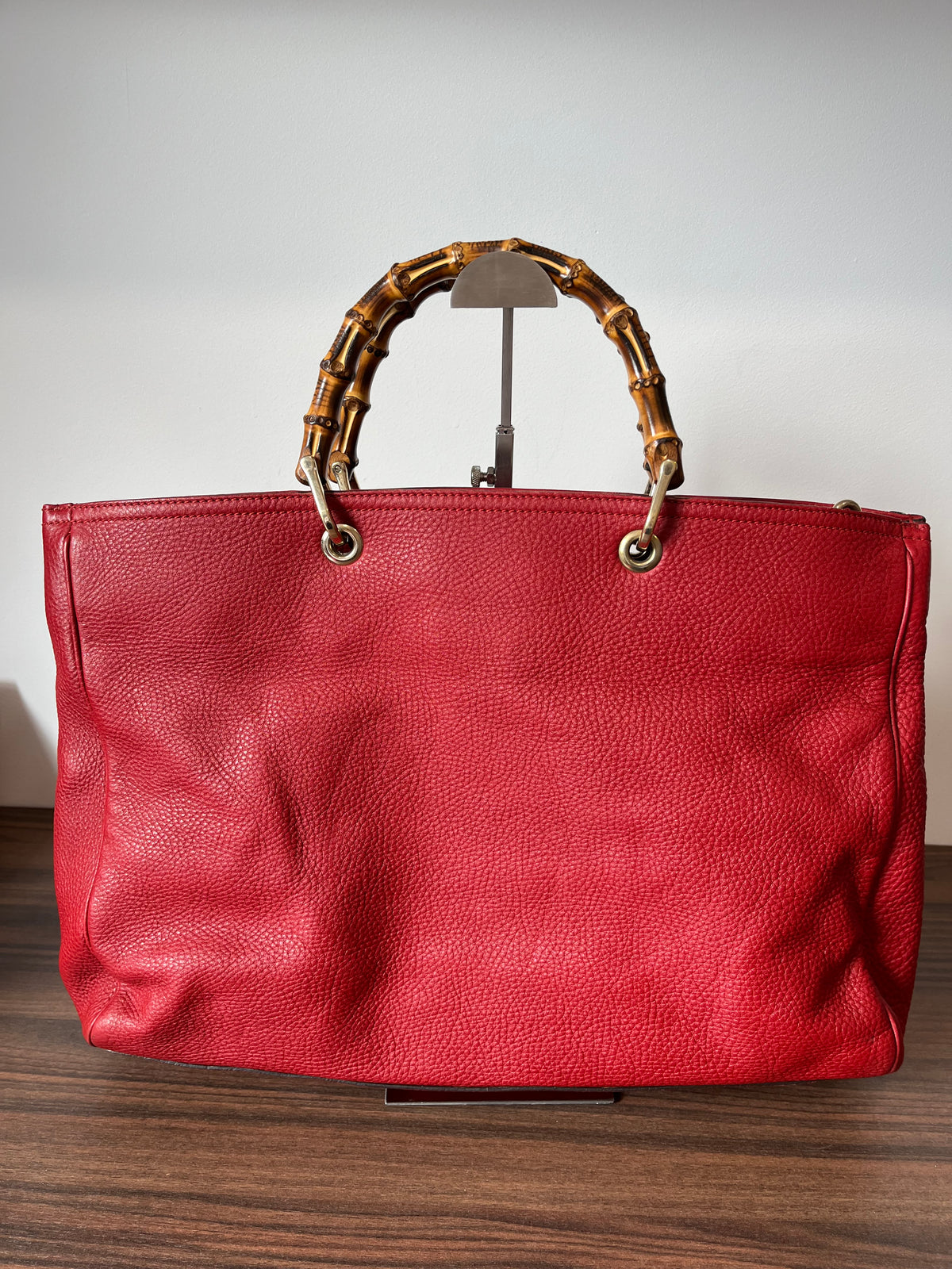 Gucci Bamboo Shopper Grande Piel Roja · con Charm y Bandolera de Regalo
