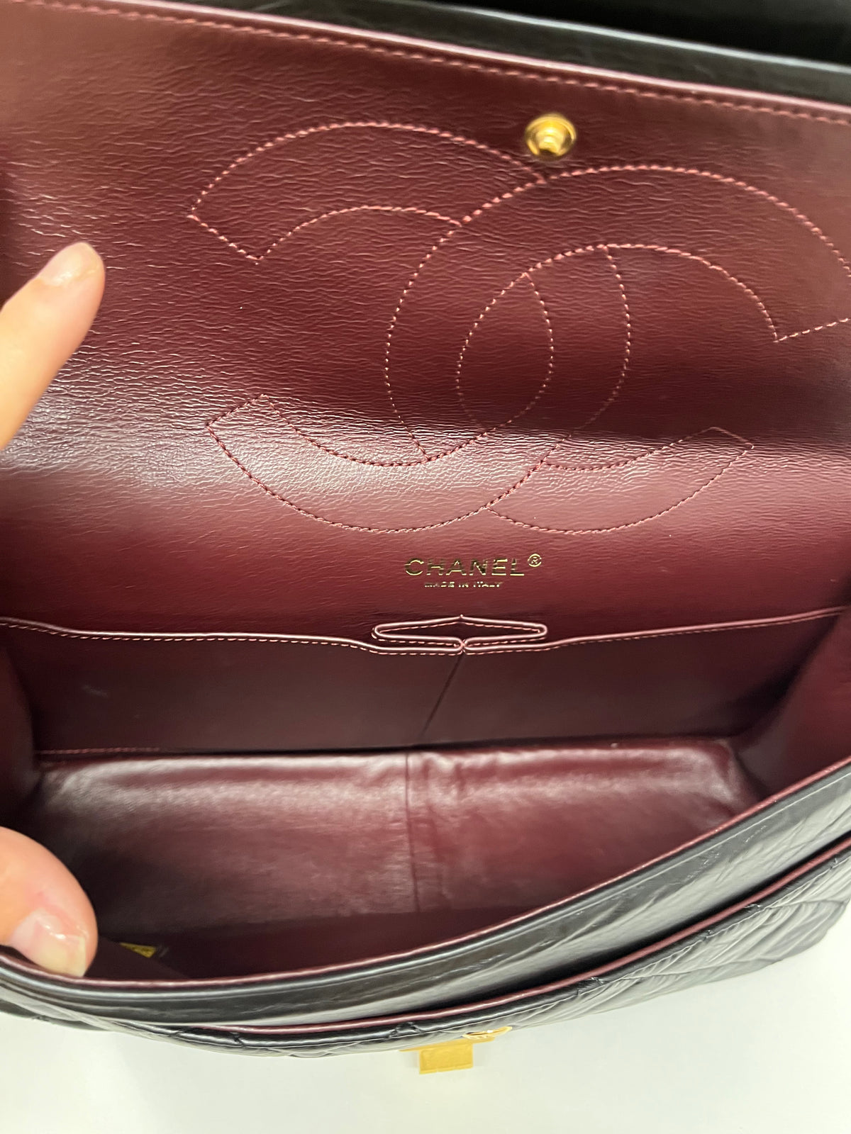 Chanel Reissue 2.55 Double Flap 227 Piel de Becerro Envejecida Negra · grande Serie 15