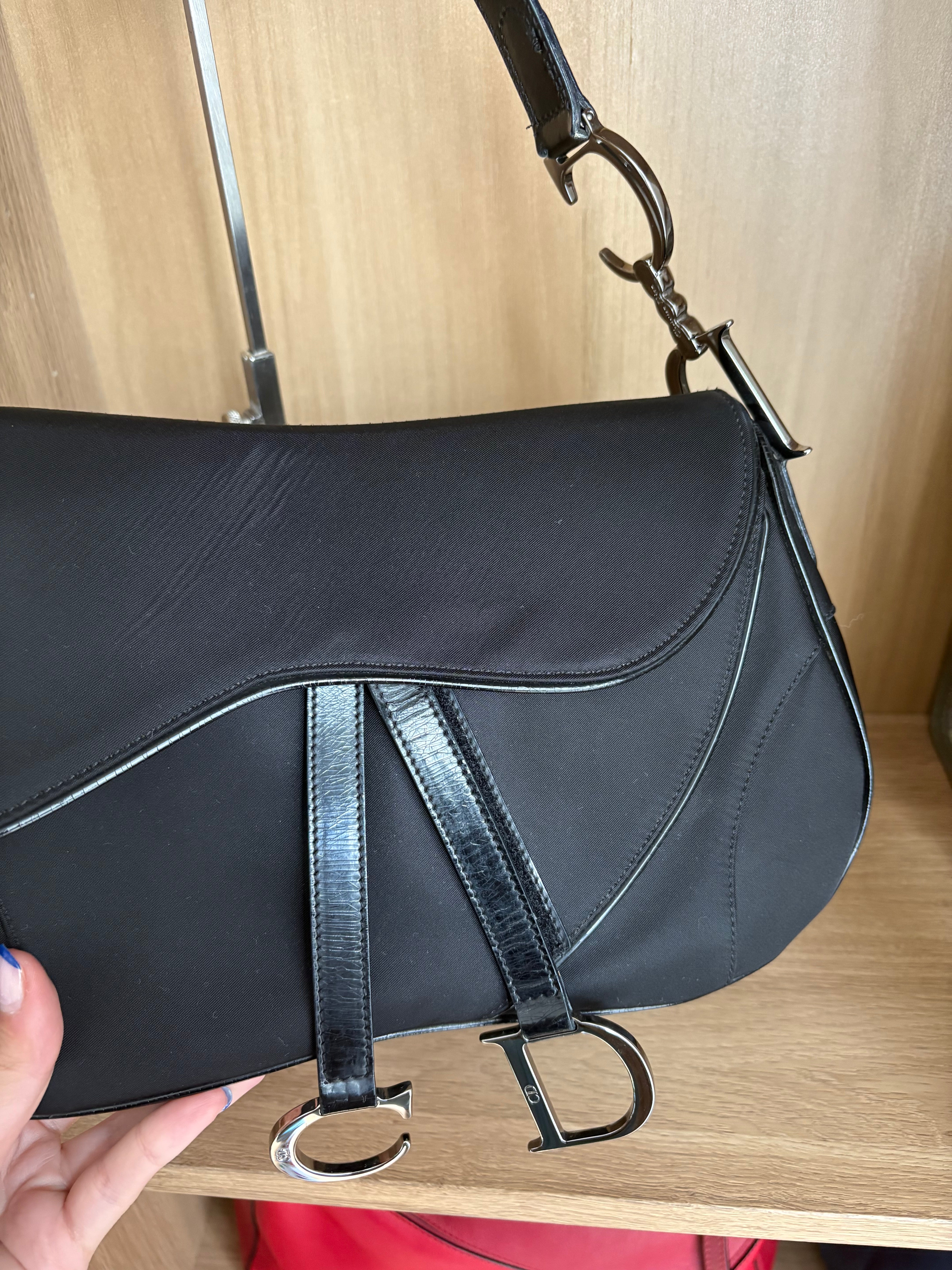 Bolso Dior Double Saddle Bag en Nylon Negro – Edición Vintage Galliano
