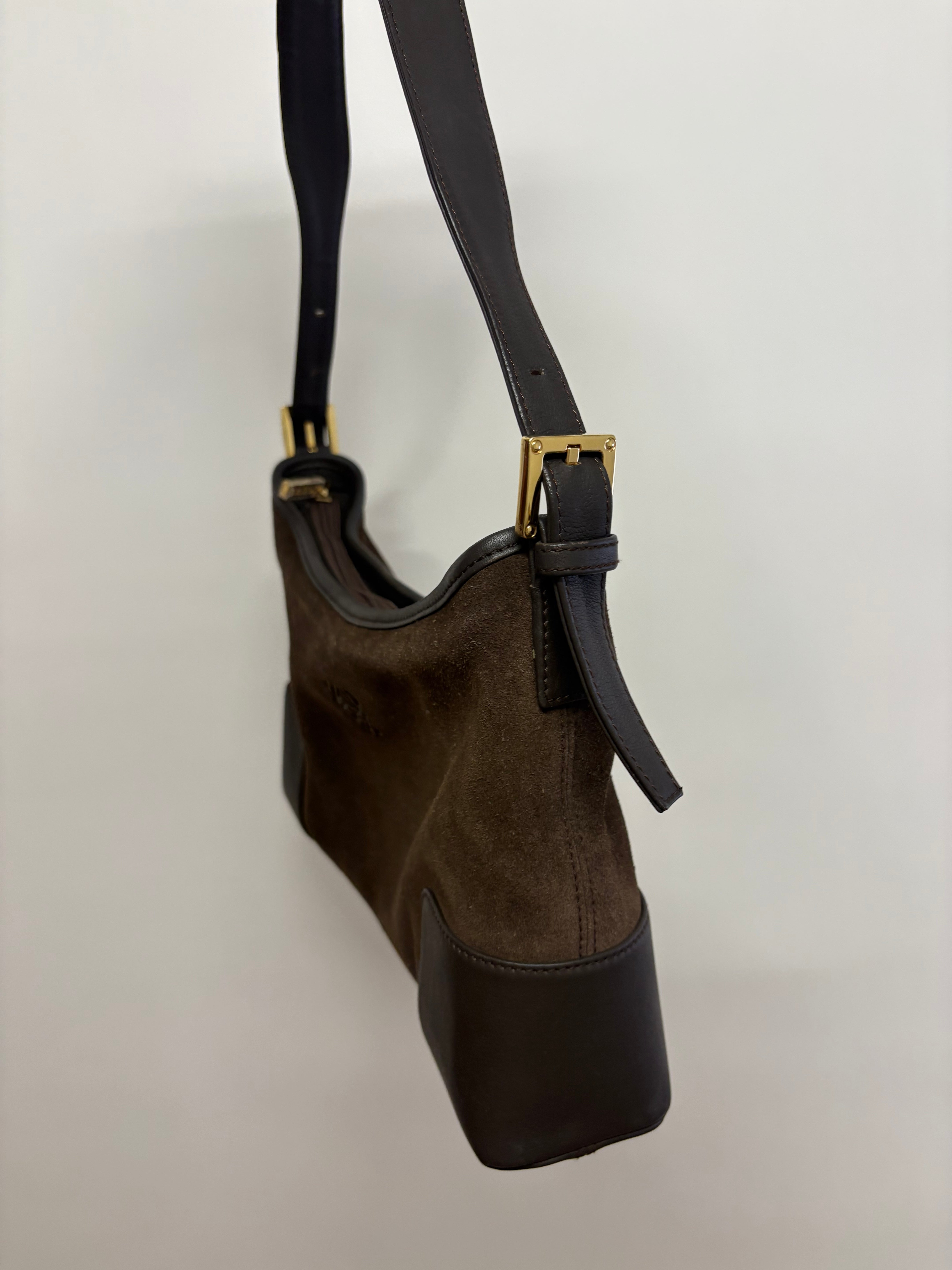 Loewe hobo bag ante y piel marrón oscuro