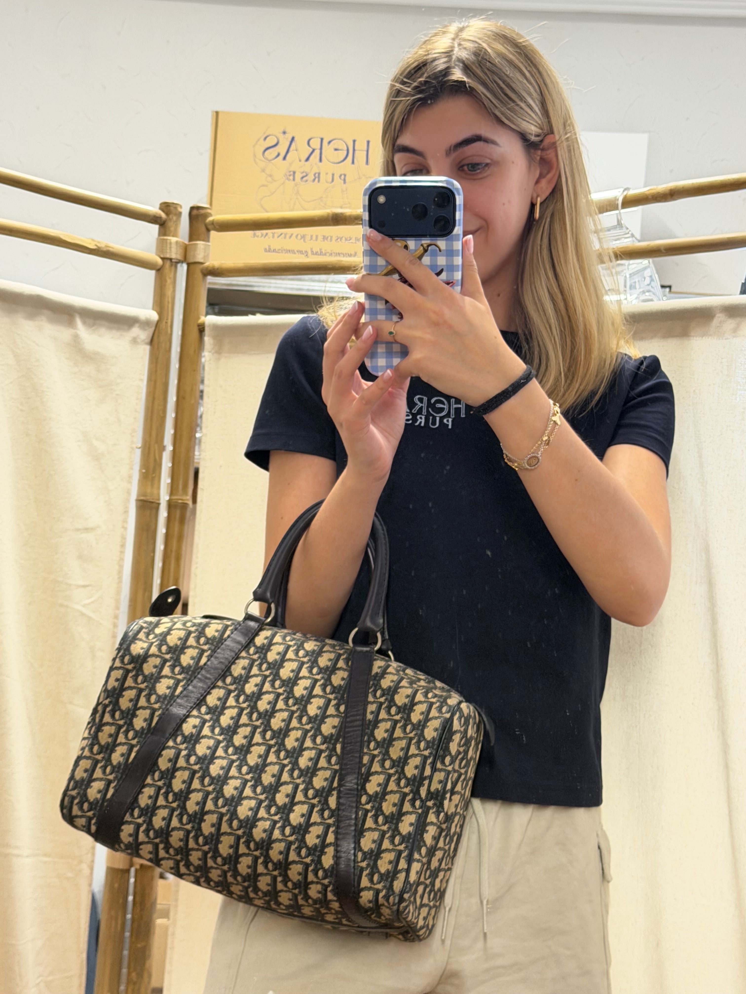Dior Trotter Boston Lona y Piel Azul Marino