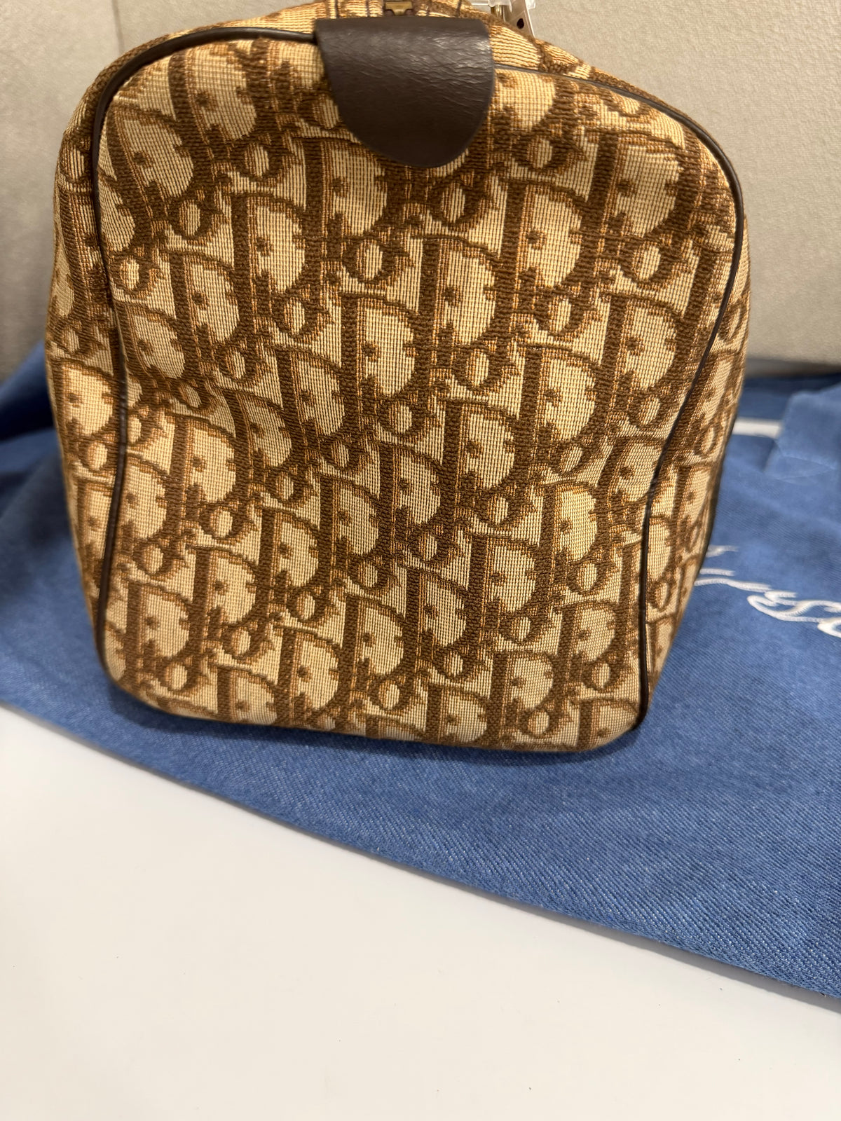 Christian Dior Trotteur Boston Lona Trotter Marrón x Piel