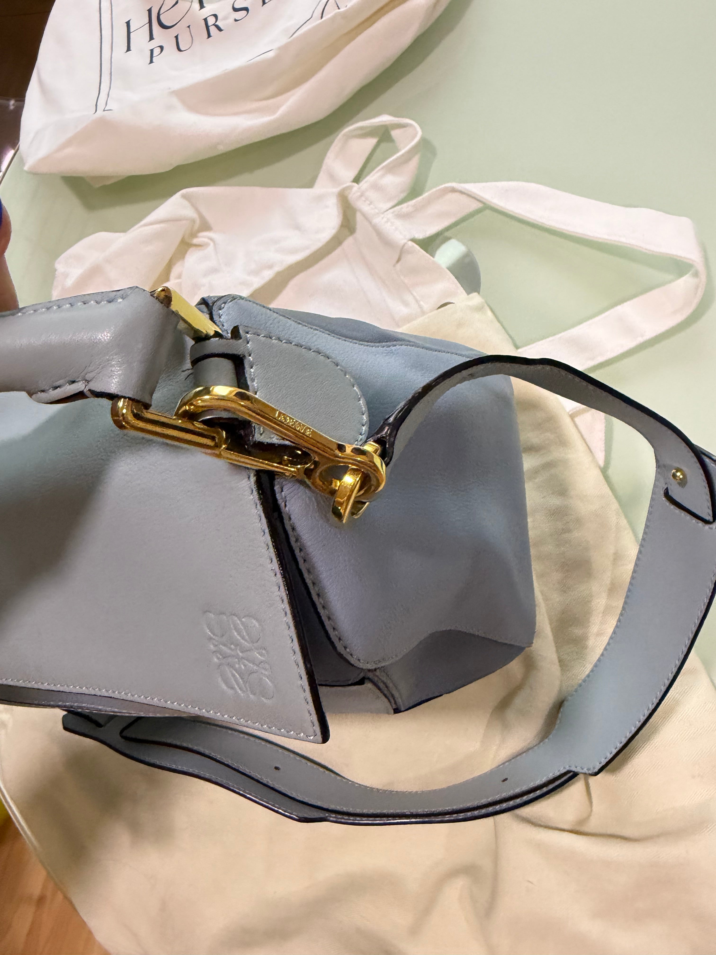 Loewe puzzle bag mediano tricolor sky baby blue