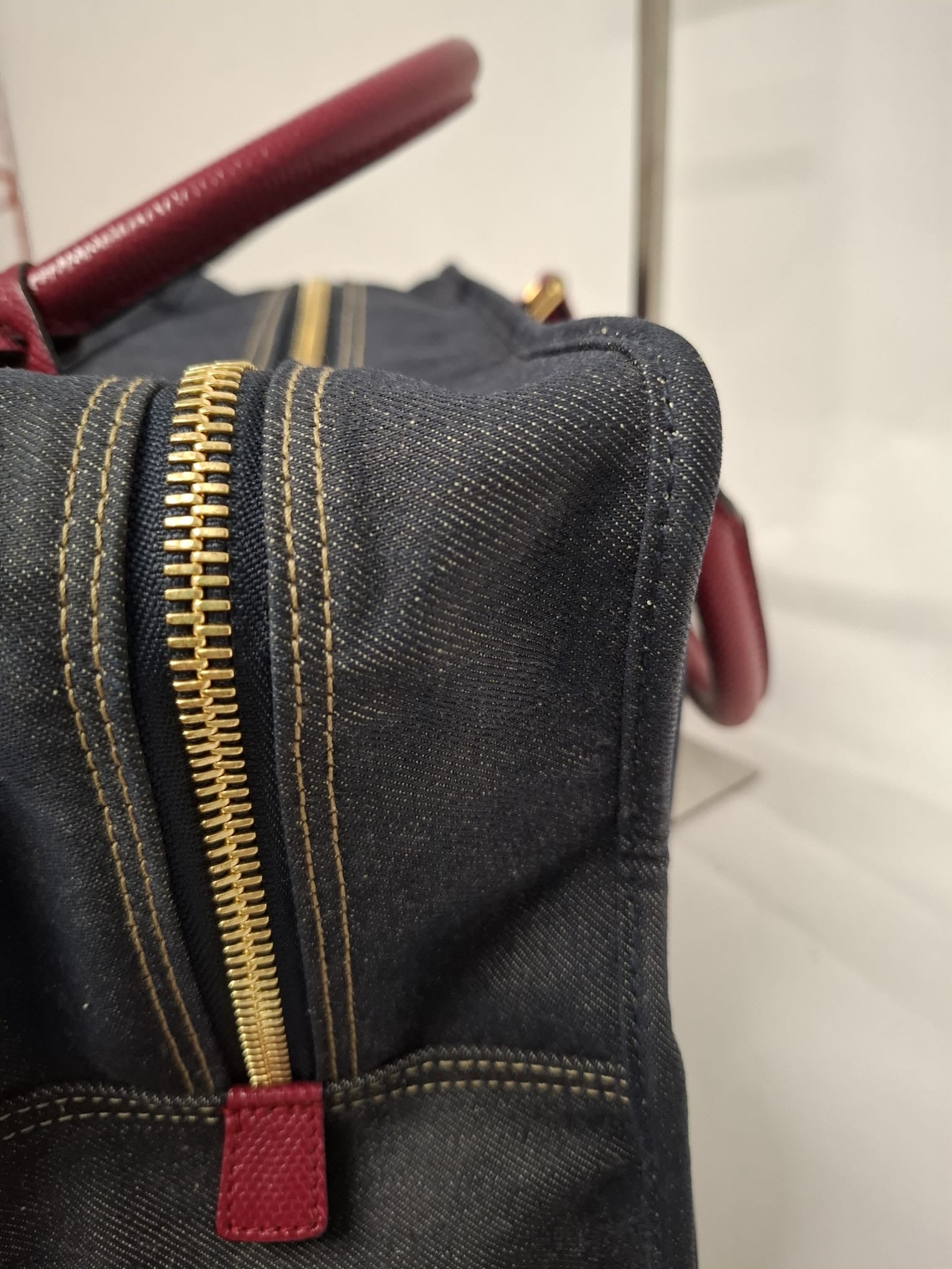 Loewe Amazona 36 Denim y Piel Rosa Efecto Lagarto