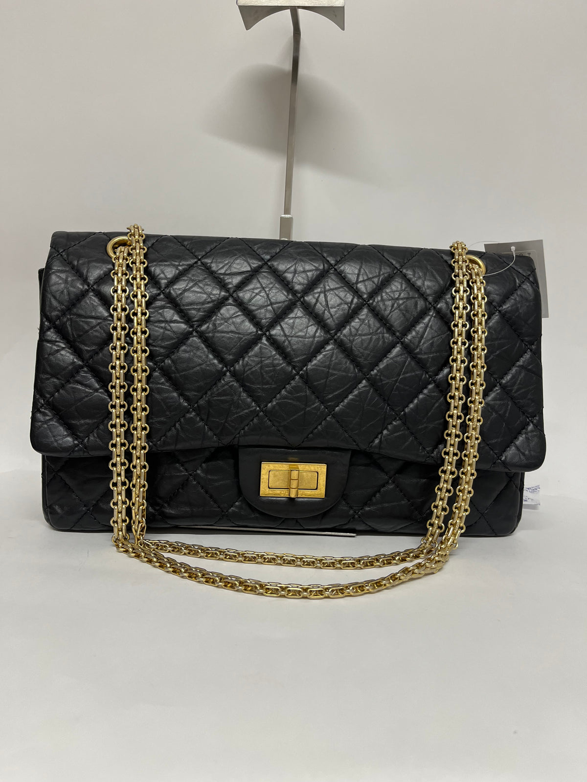 Chanel Reissue 2.55 Double Flap 227 Piel de Becerro Envejecida Negra · grande Serie 15