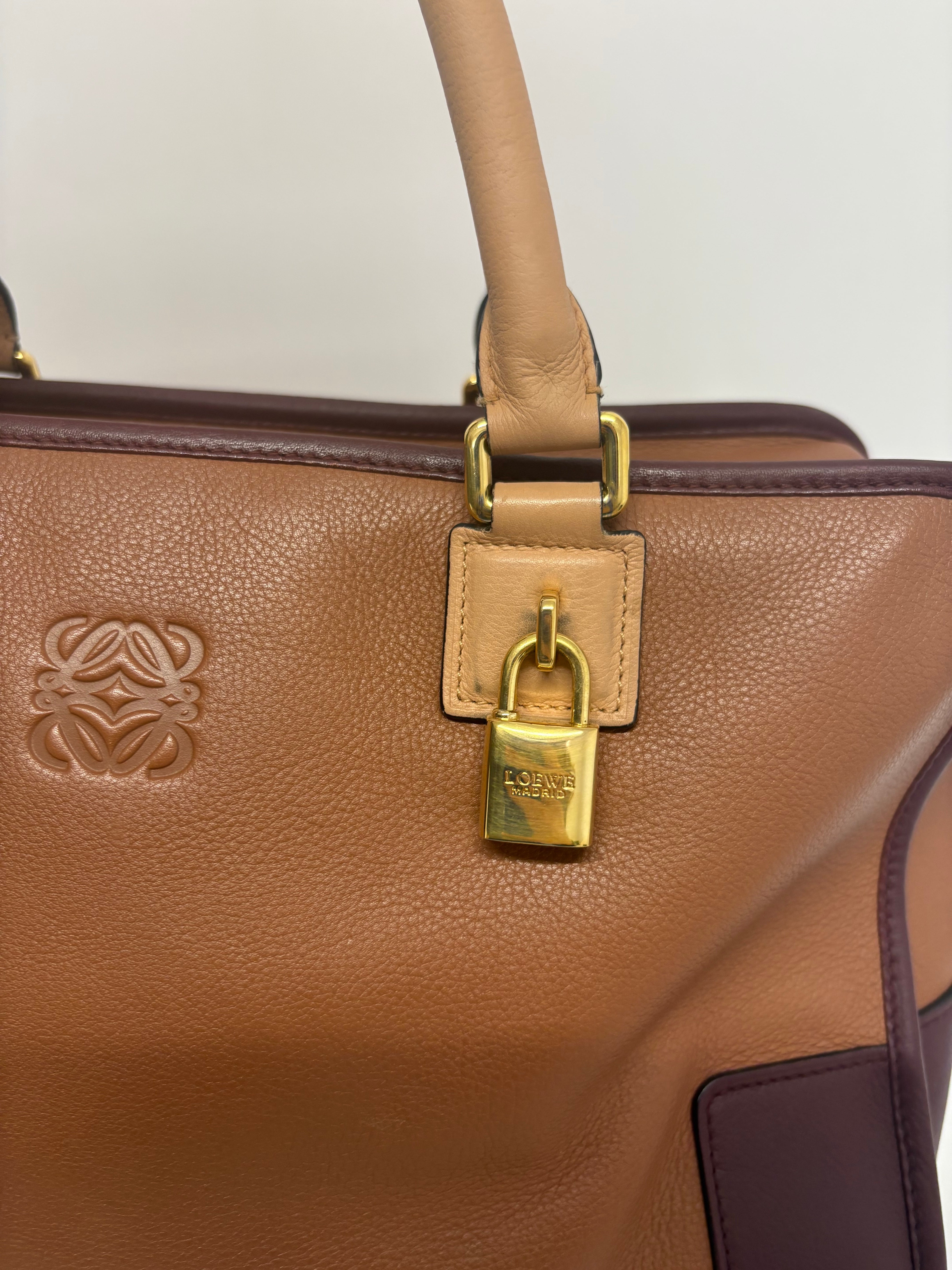 Loewe Amazona 35  Tricolor Marrón, Burdeos y Beige