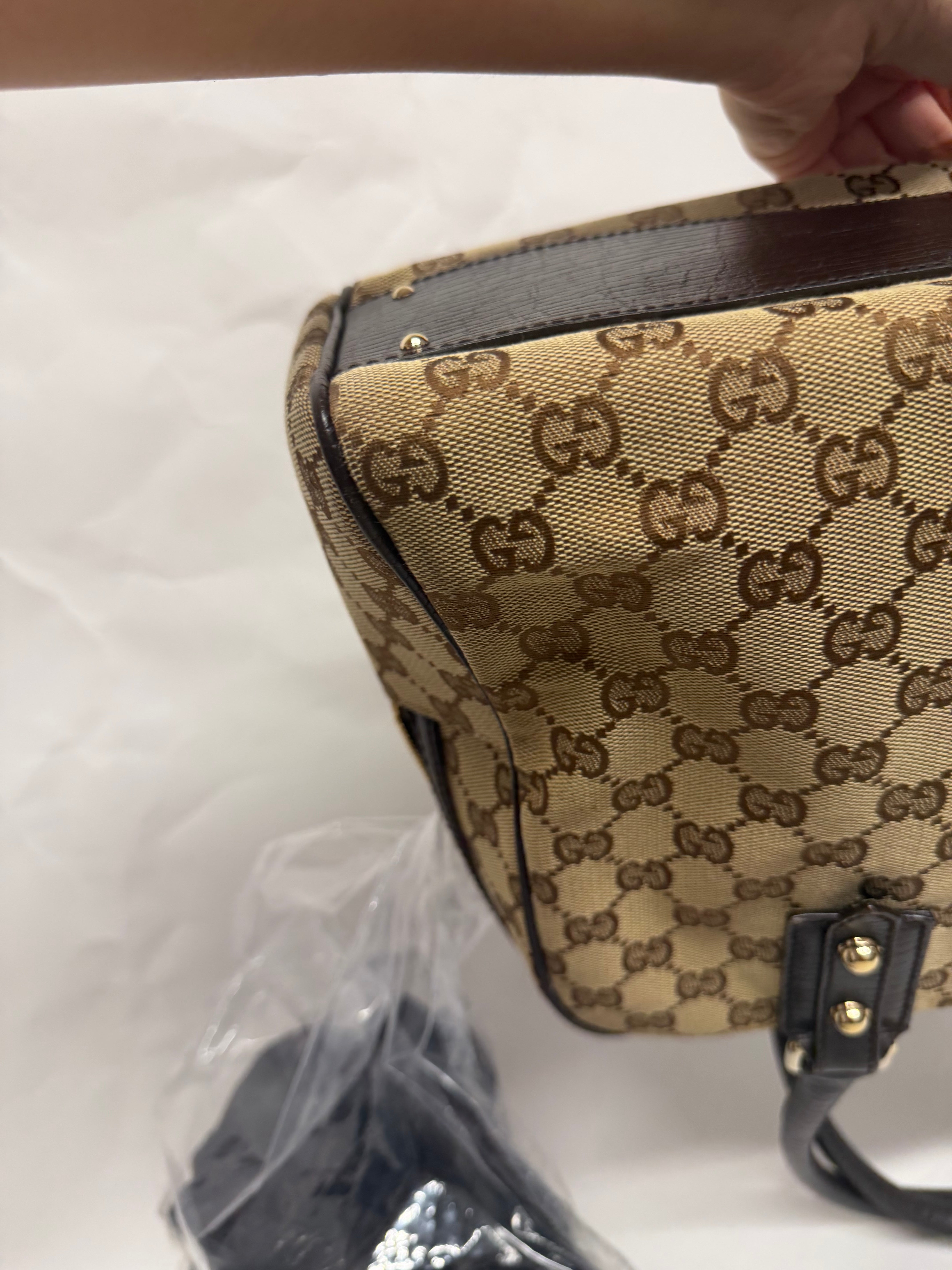 Gucci Hasler Horsebit GG Canvas Shoulder Bag