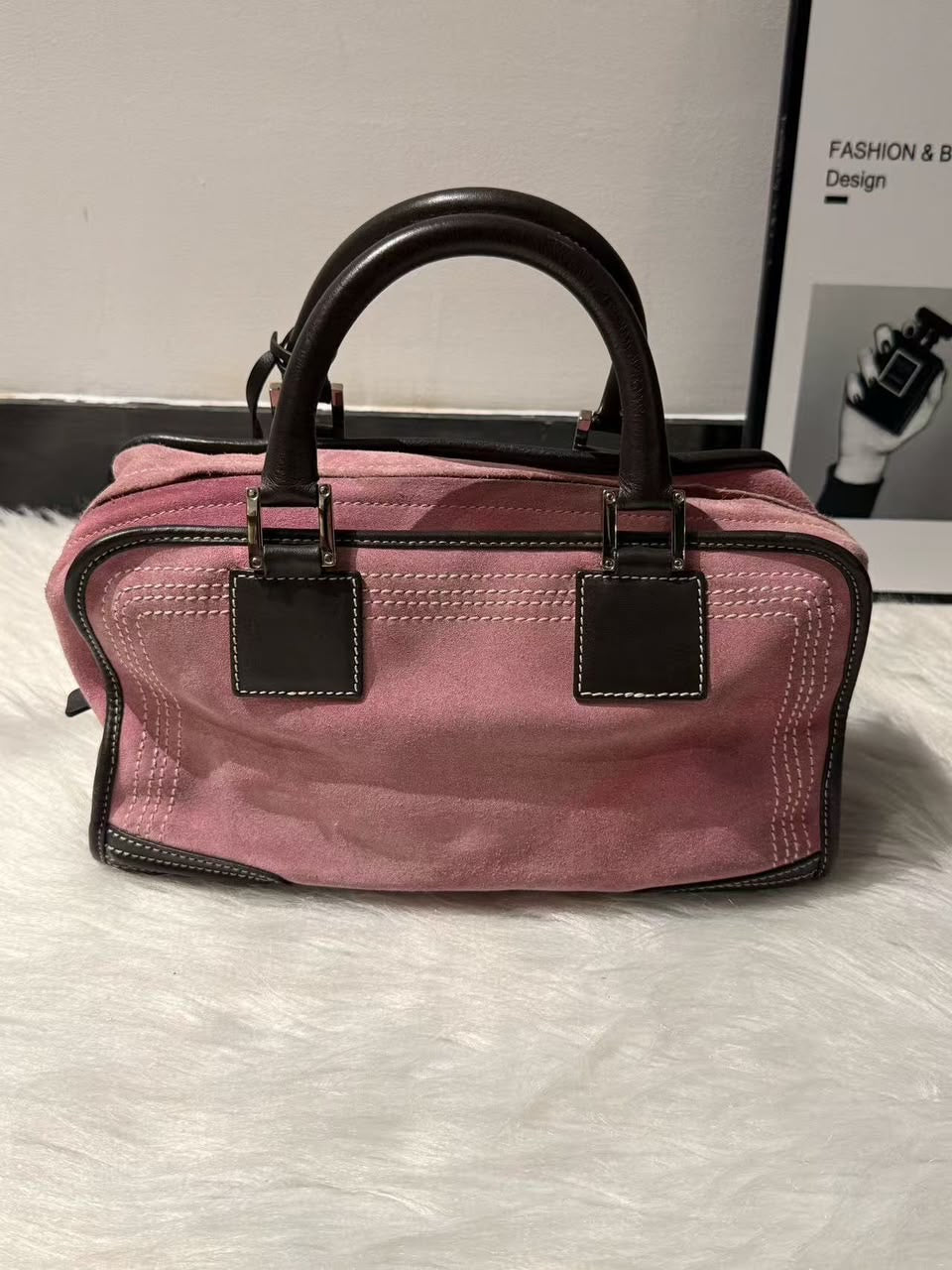 Loewe Amazona 28 Edición Especial Ante Rosa y Piel Marrón