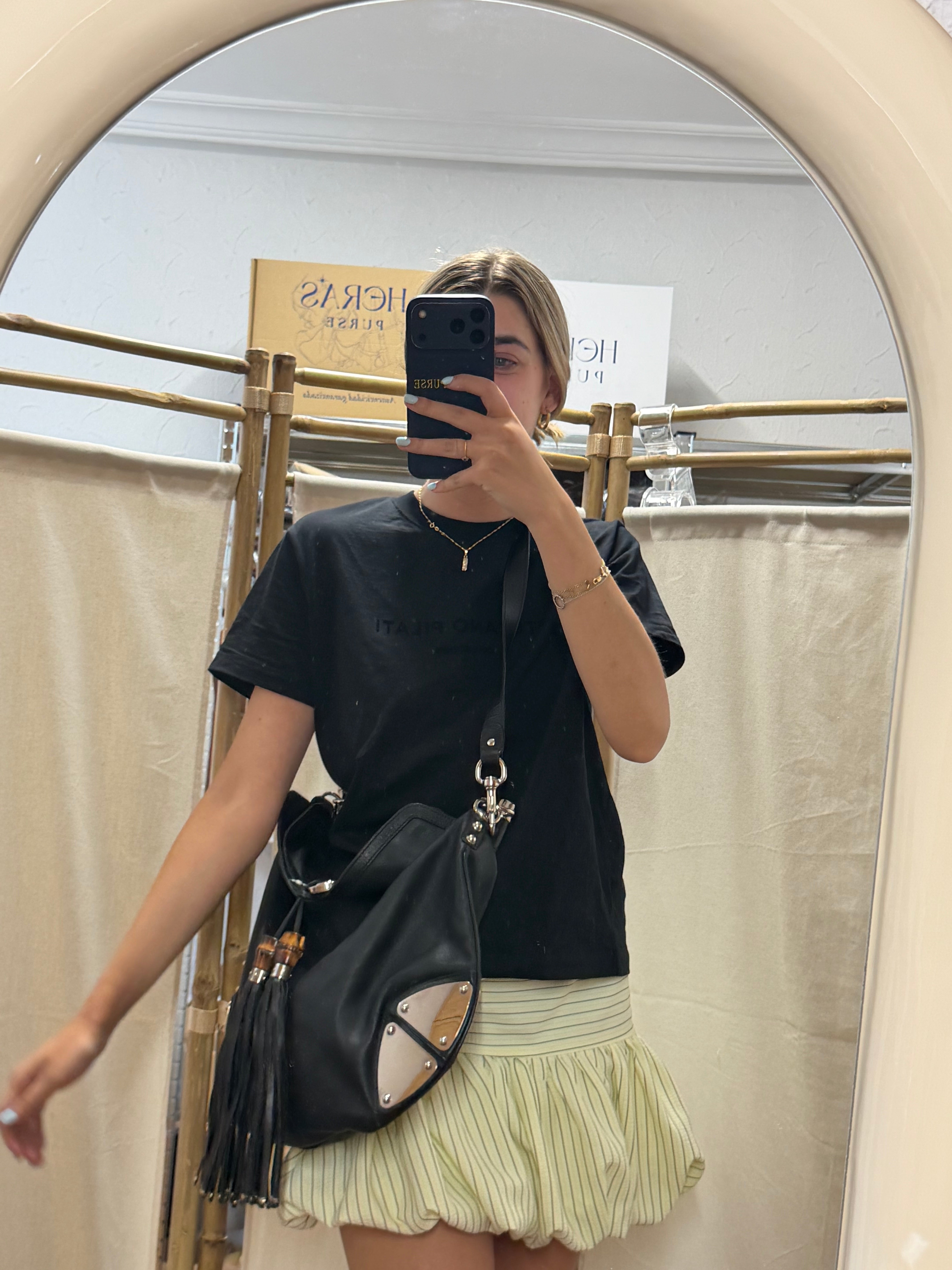 Gucci Indy Hobo Grande Piel Negra con Bambú