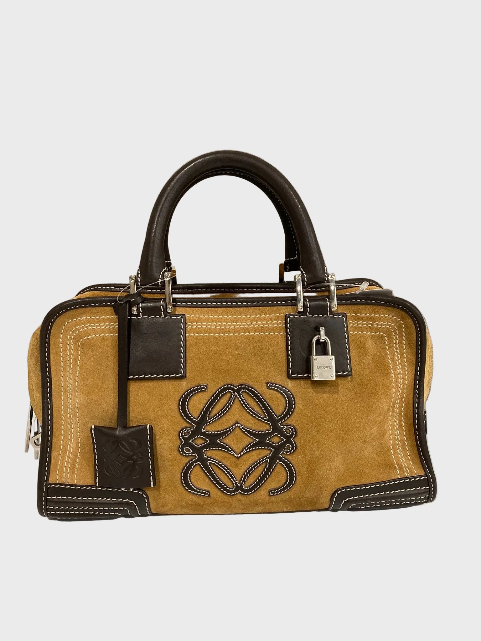 Loewe Amazona 28 Ante oro y Piel Camel/Marrón