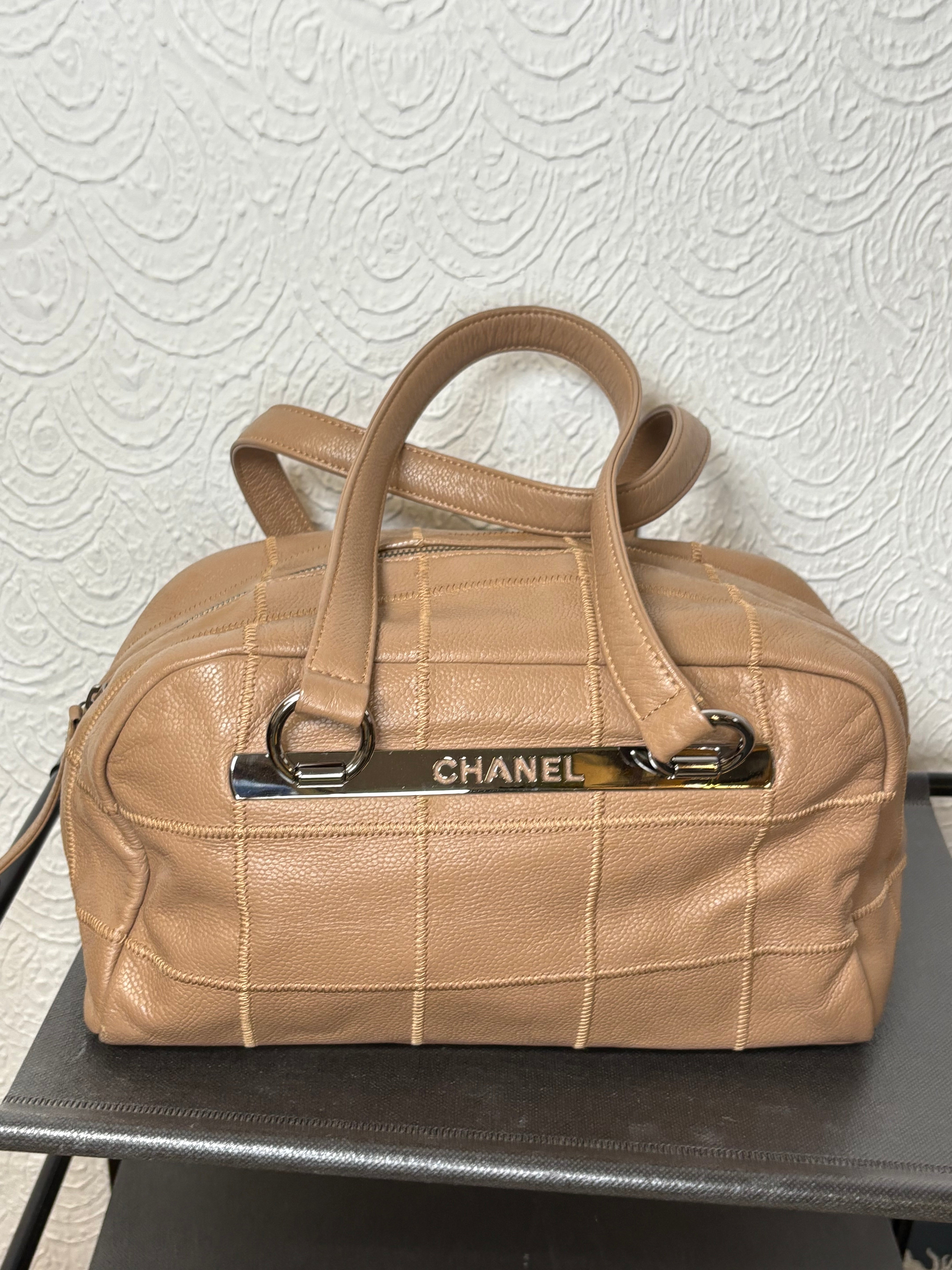 Chanel chocolate bar mini boston caviar camel