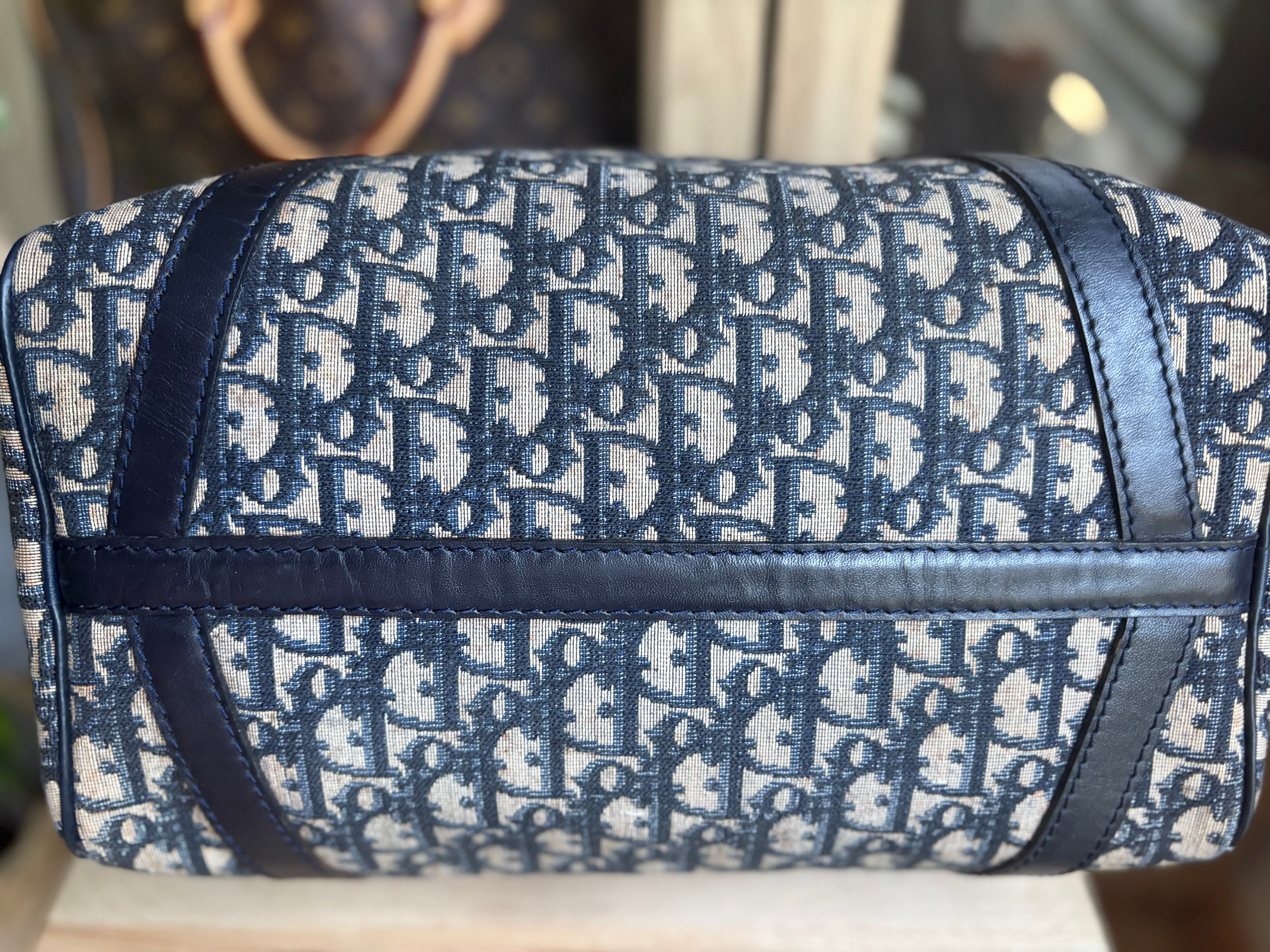 Bolso Dior Trotter Boston monograma Oblique azul marino – Talla 30