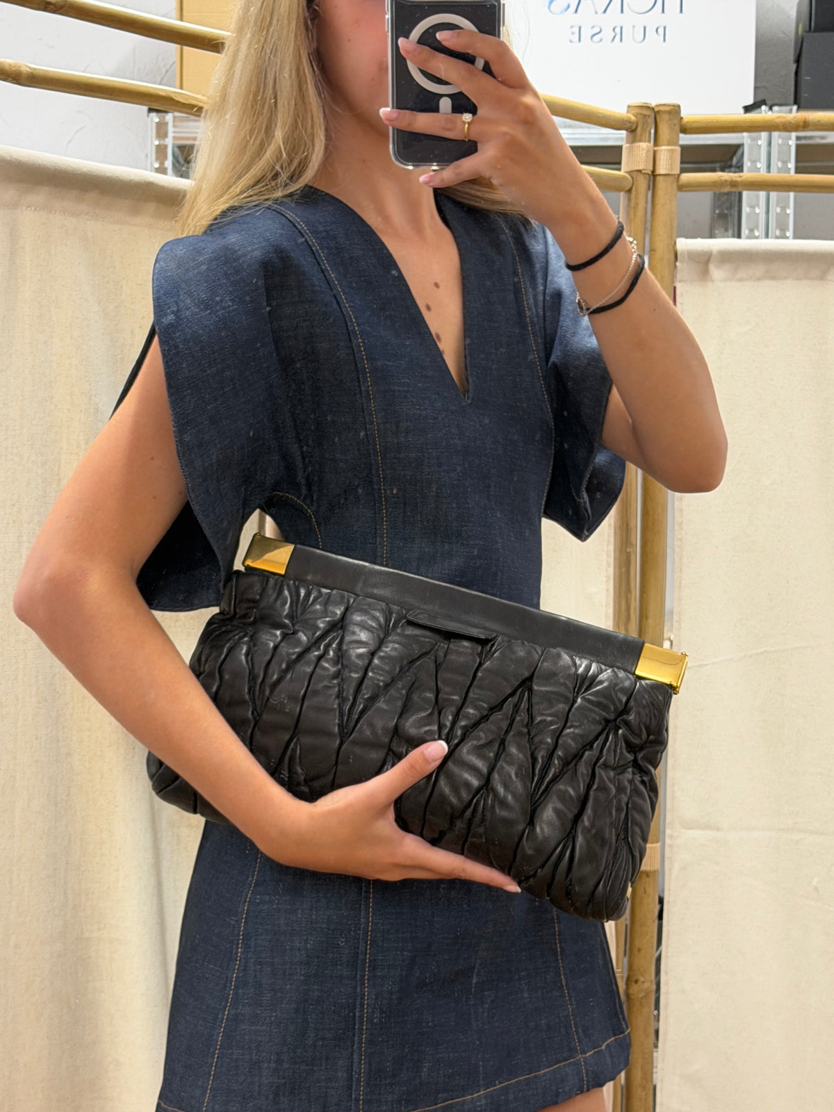 Miu Miu Frame Clutch Matelassé Nappa