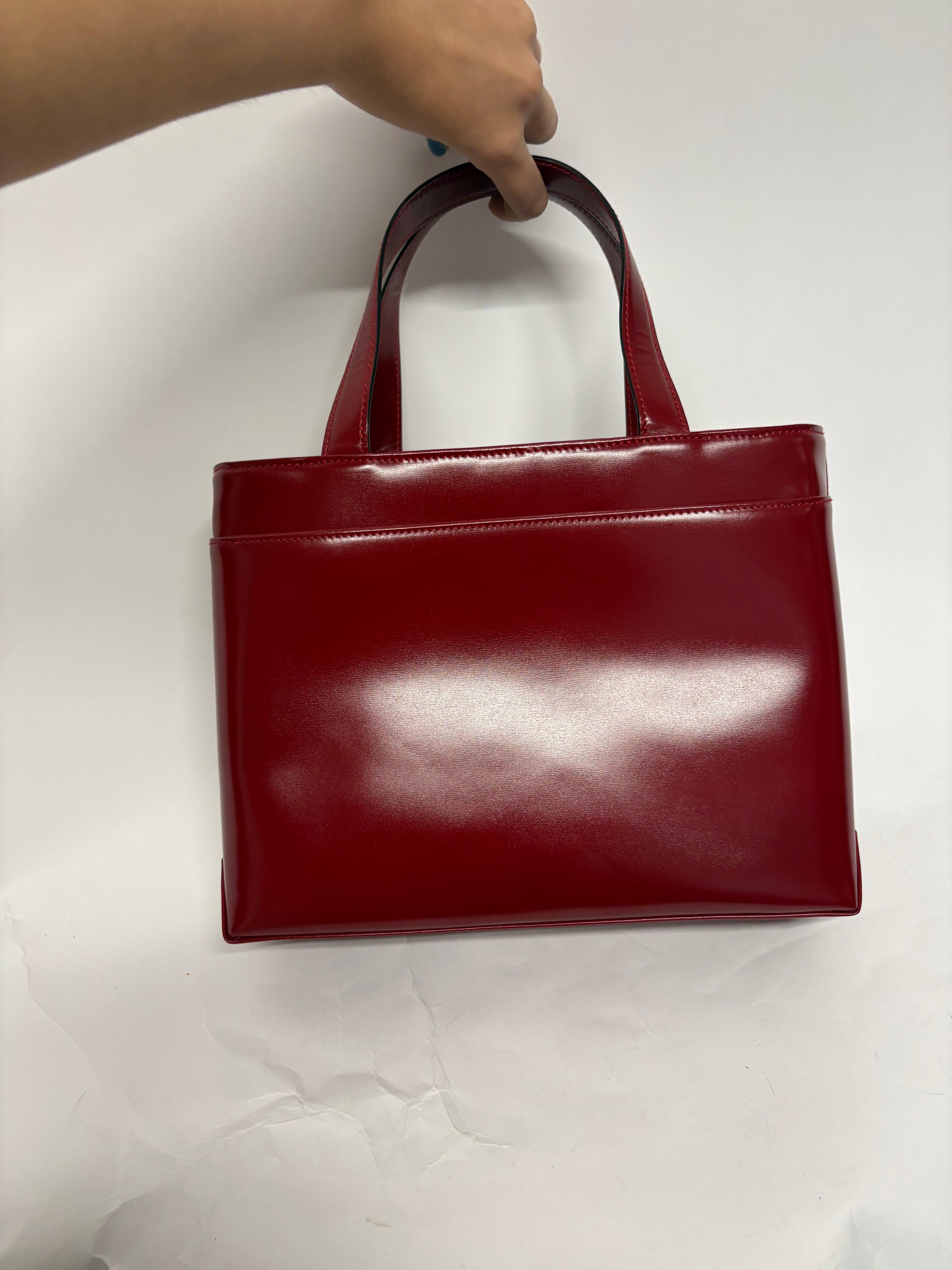 Loewe vintage estructurado cuadrado mini en piel cepillada roja