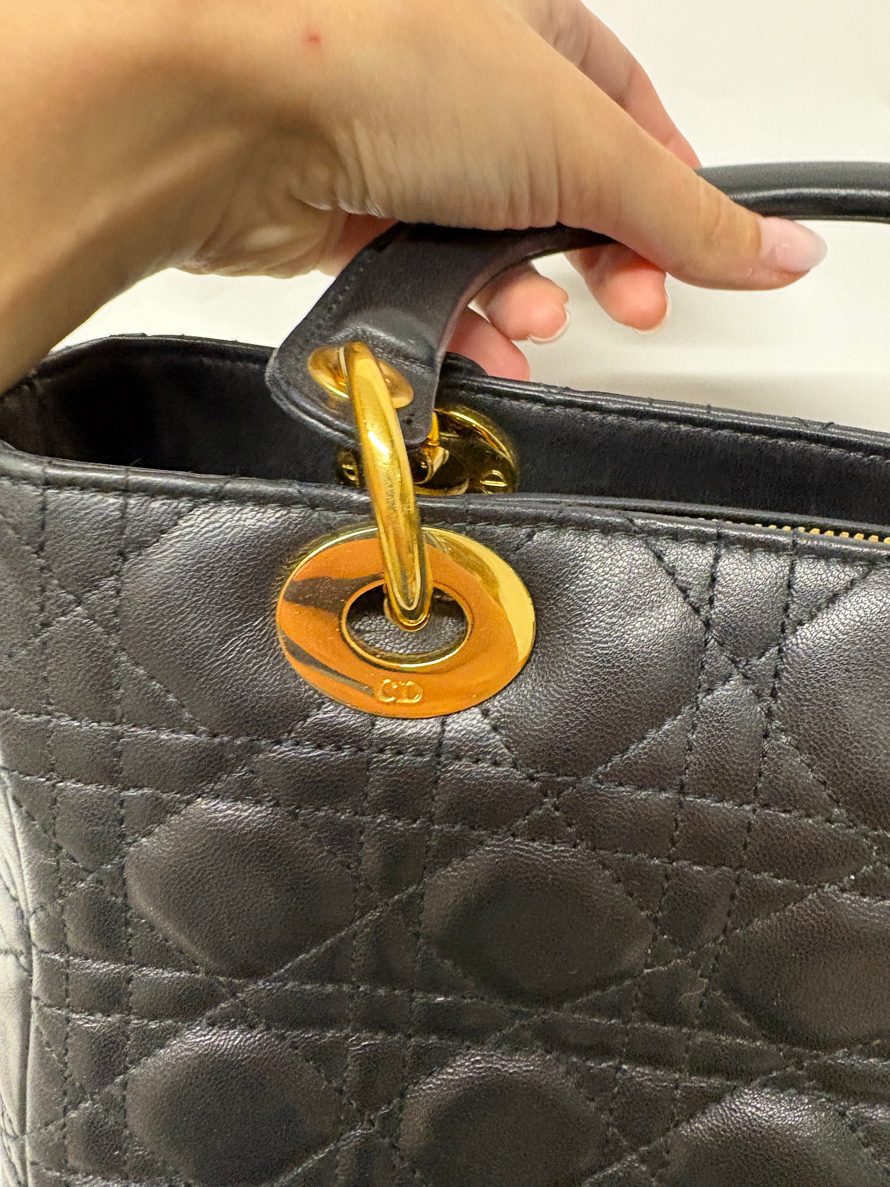 Christian Dior Lady Dior Mediano Cannage Negra Vintage