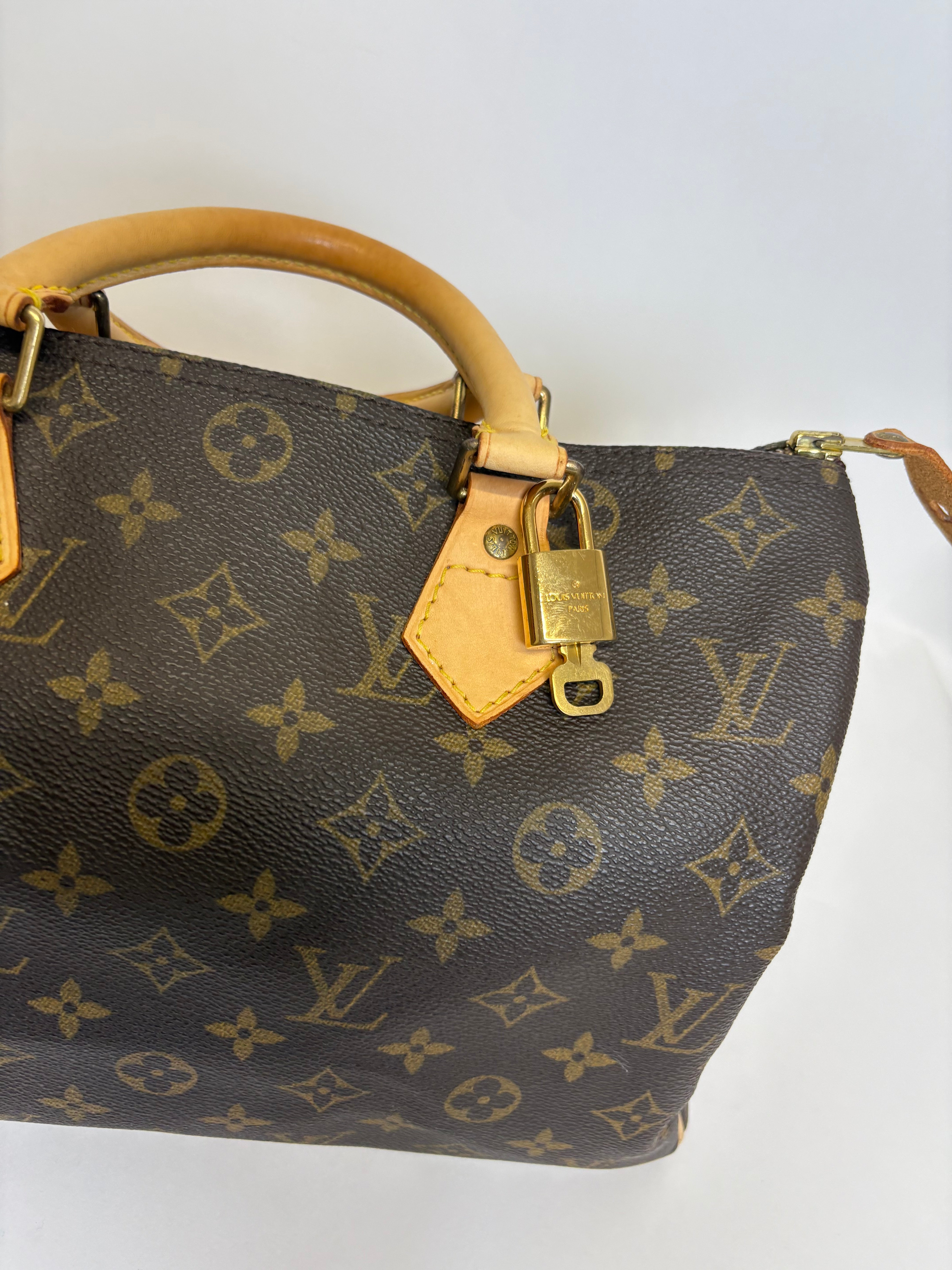 Louis Vuitton speedy 30 canvas monogram con bandolera extra