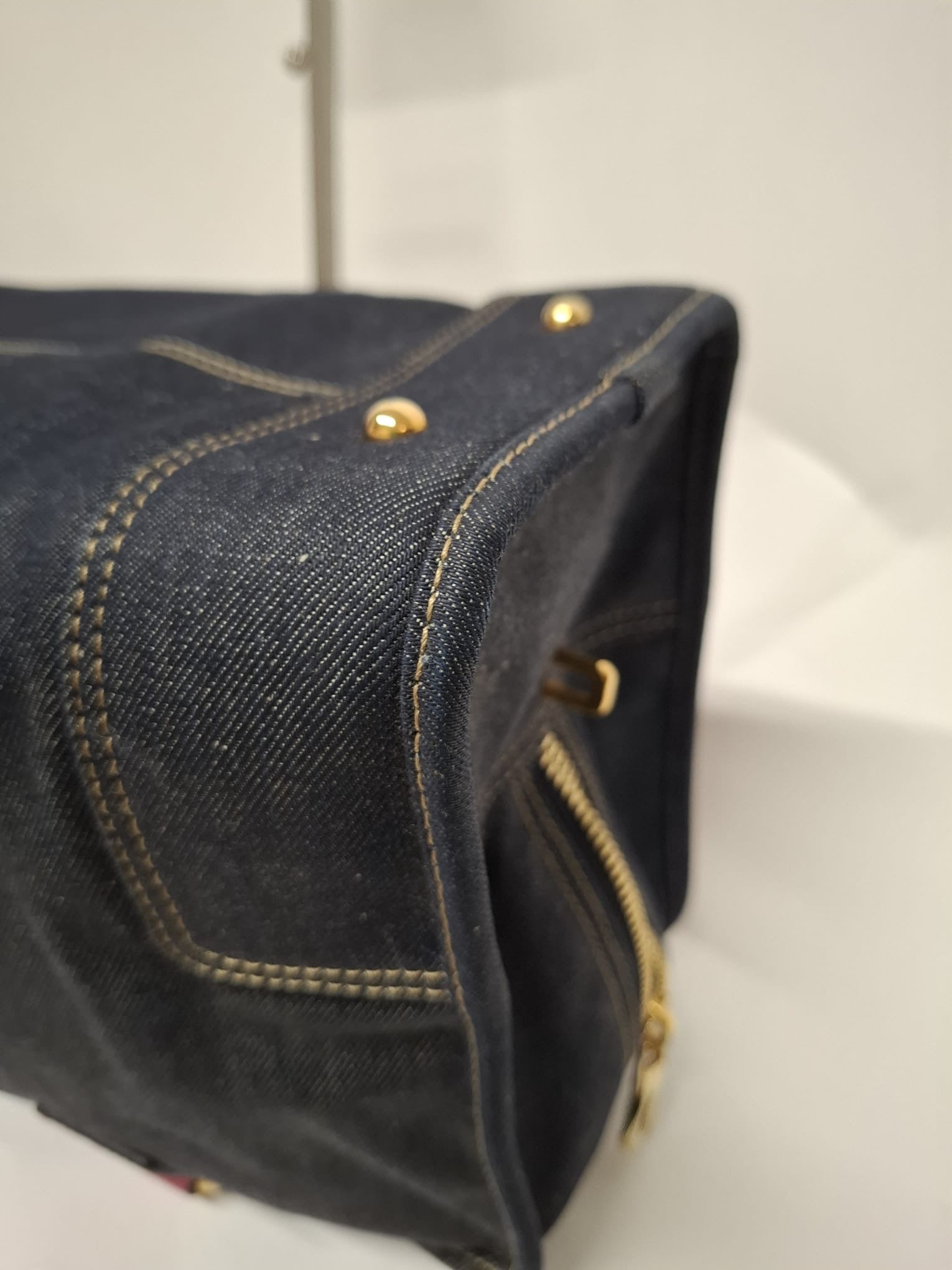 Loewe Amazona 36 Denim y Piel Rosa Efecto Lagarto