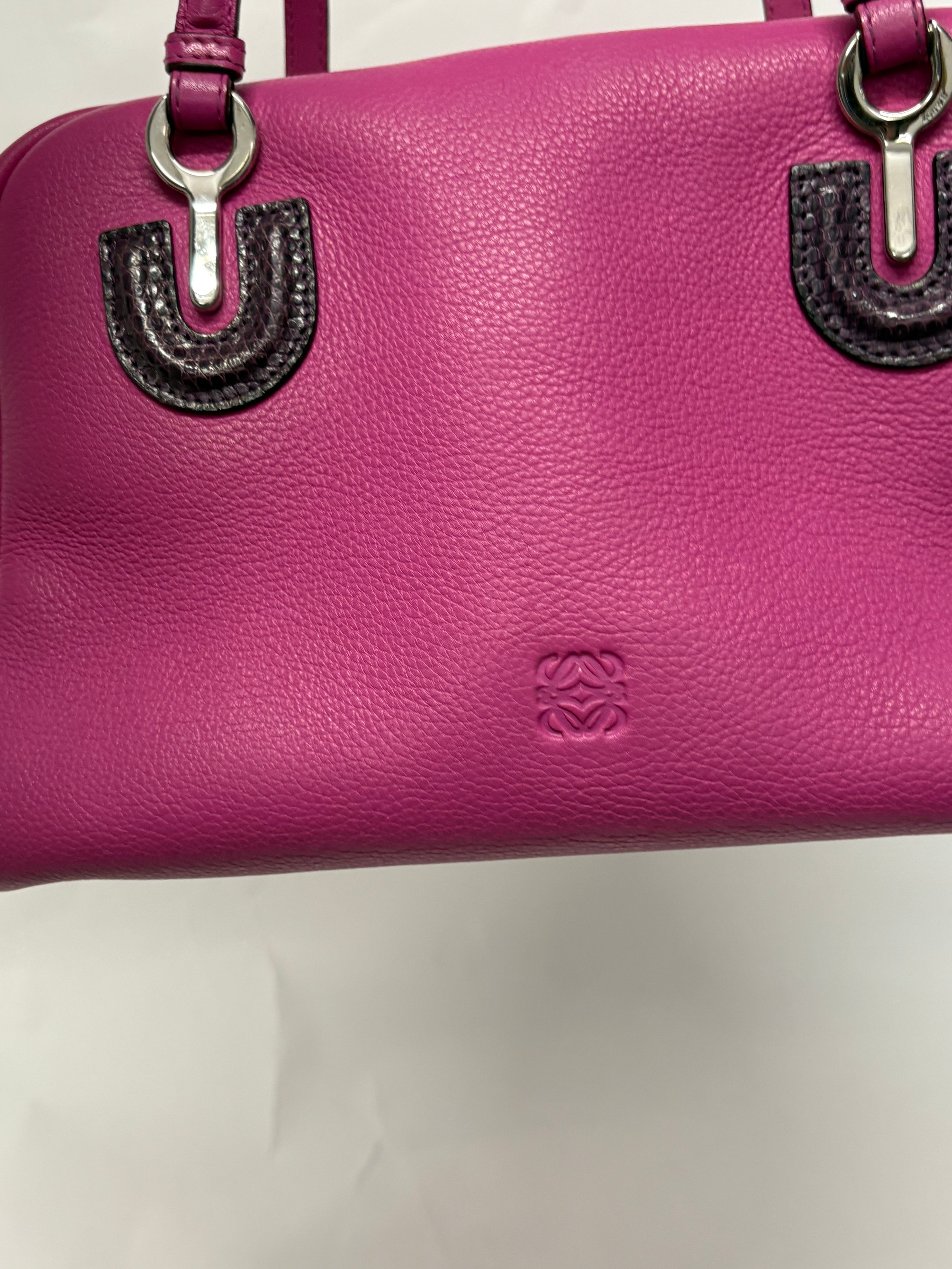 Loewe Bolso Vintage Fucsia Piel con Detalles Exóticos