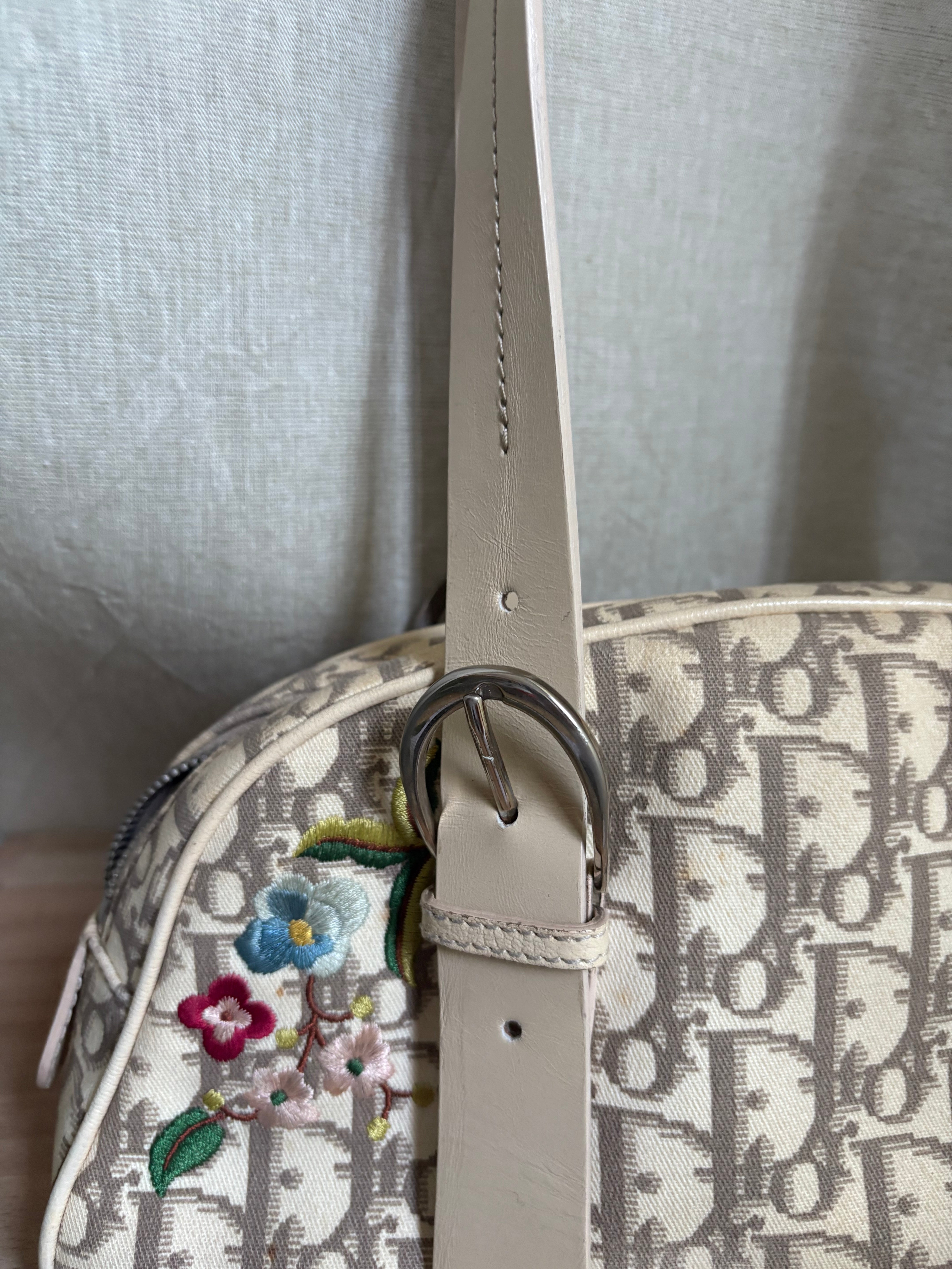 Bolso Dior Trotter Floral Canvas Beige