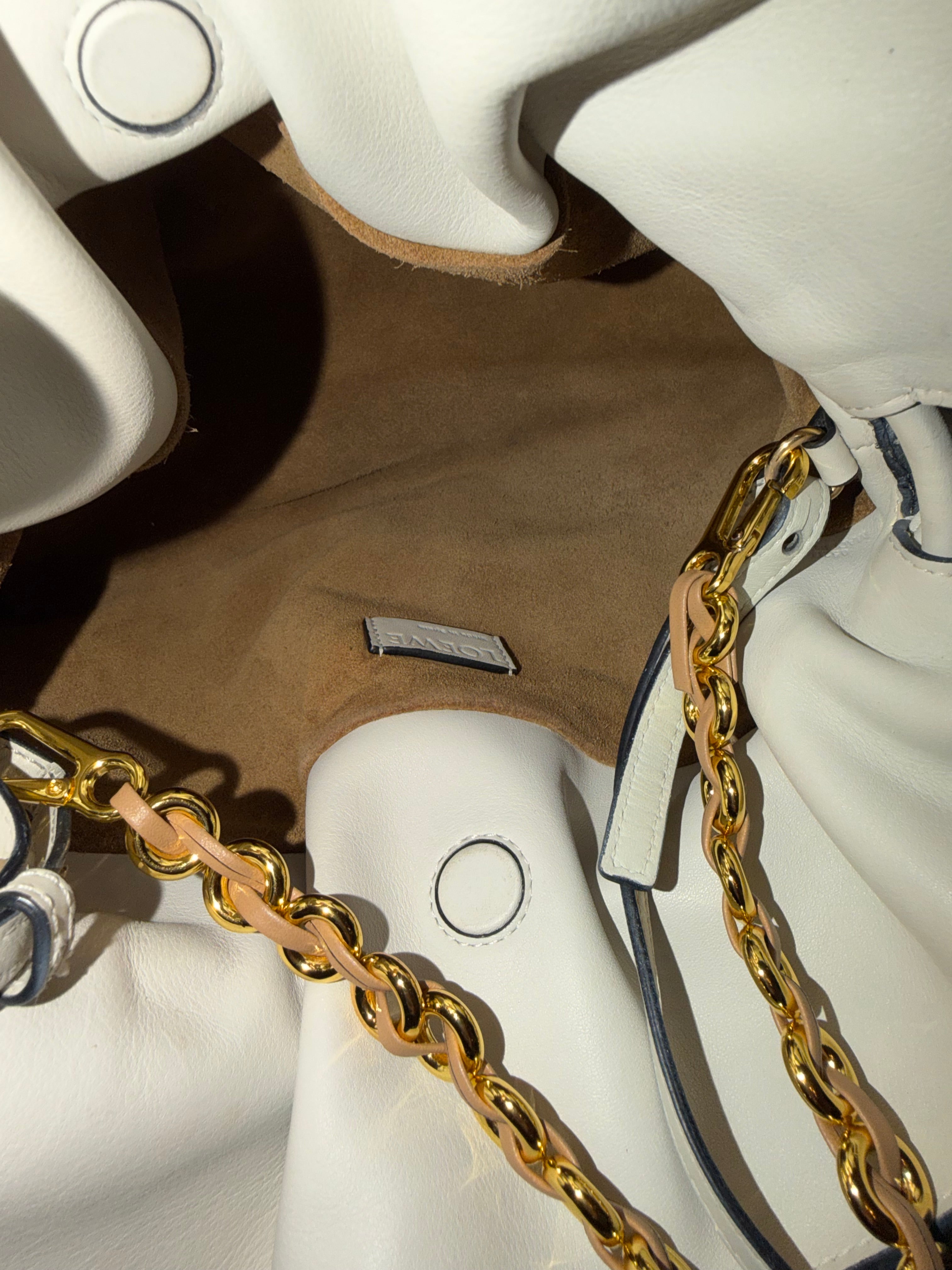 Loewe Flamenco Mediano Piel Blanco Roto