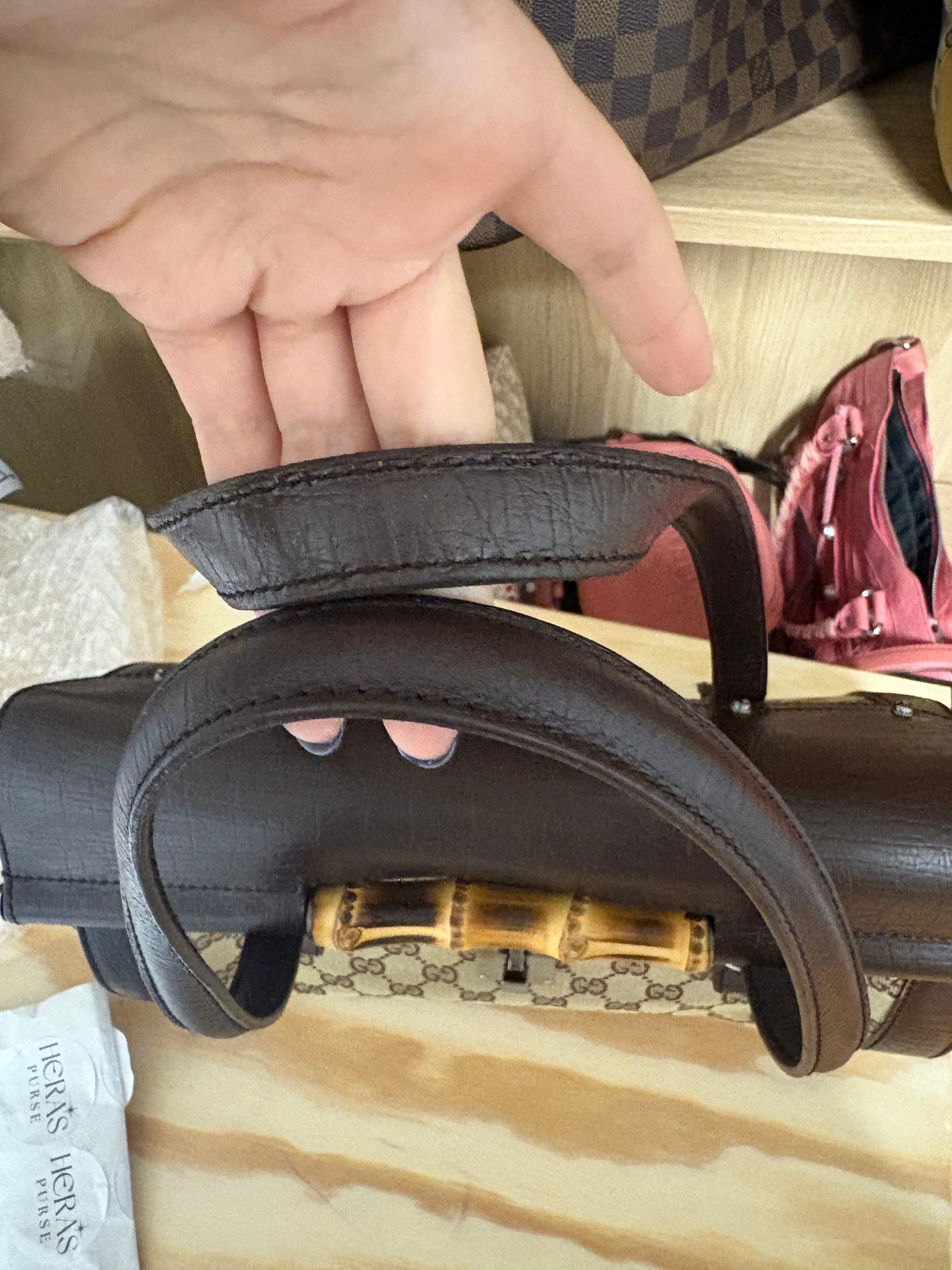 Gucci GG Canvas Bamboo Handbag