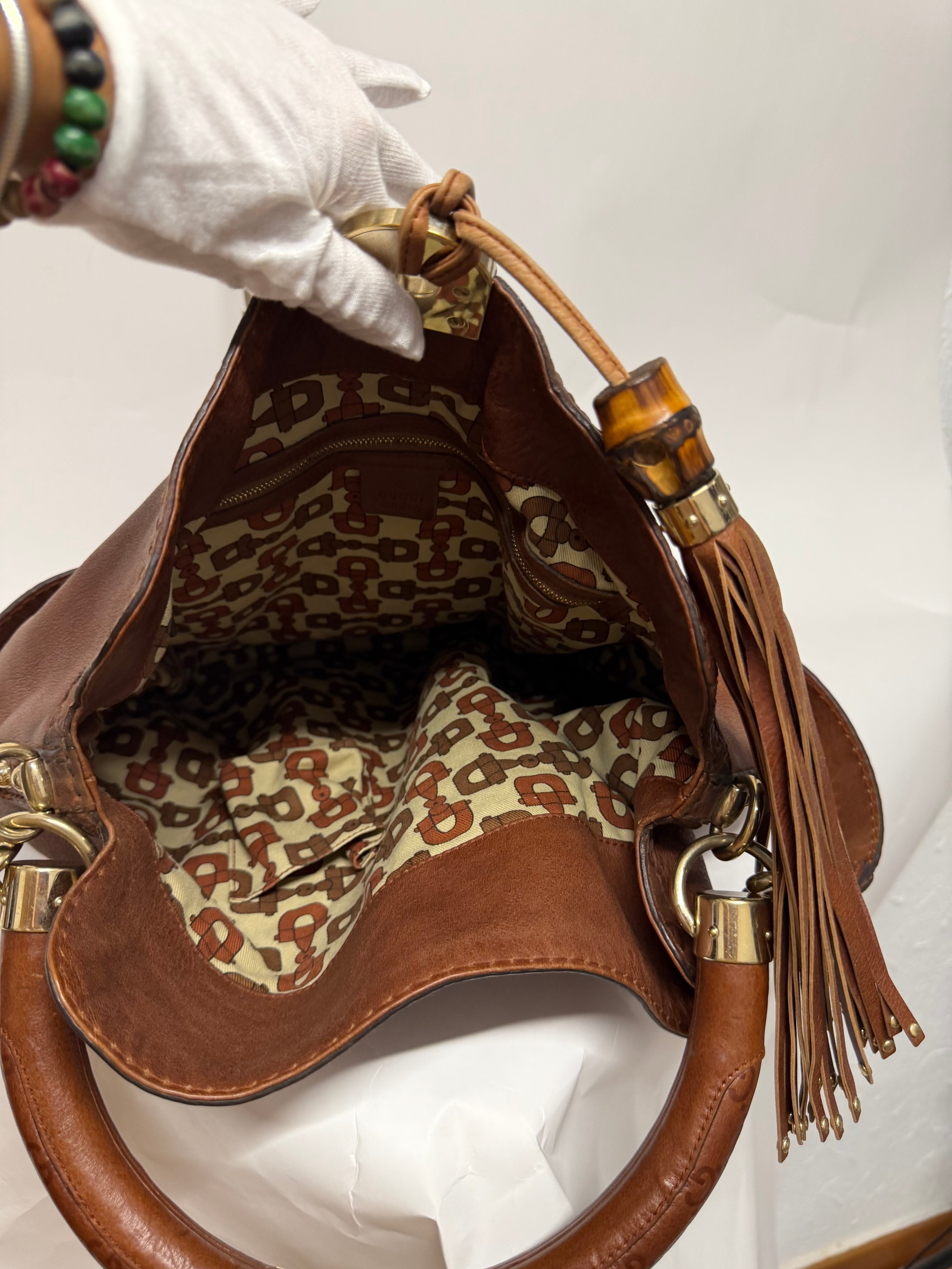 Gucci Indy Satchel Guccissima con Bambú XL