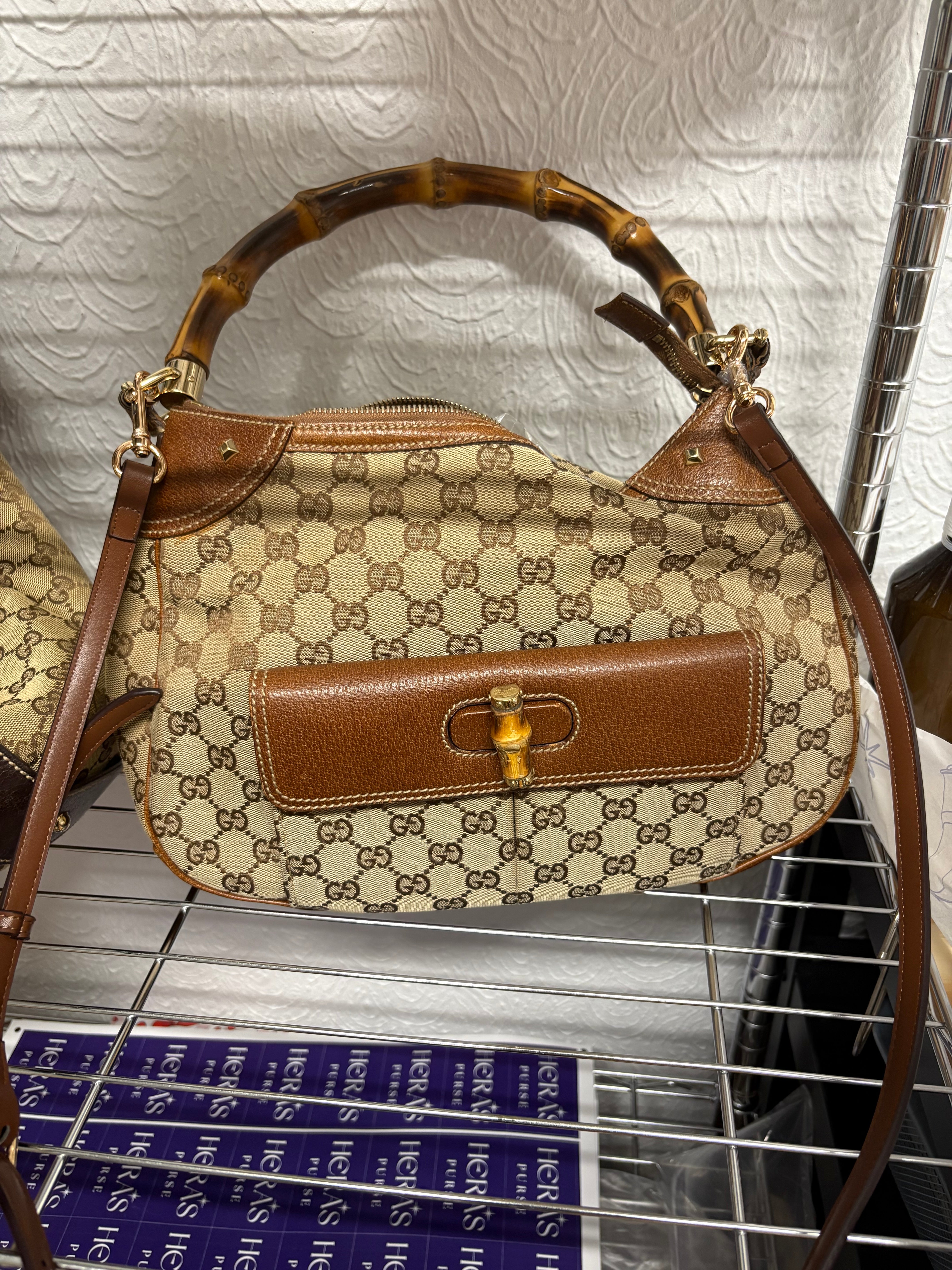 Gucci bamboo gg canvas marrón con bandolera (extra)