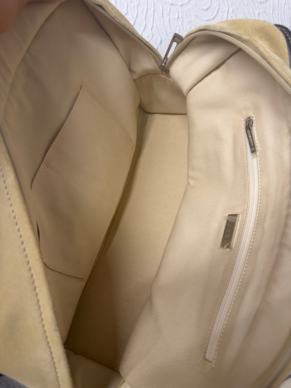 Loewe Amazona 36 Ante oro Beige y Piel Marrón Oscuro