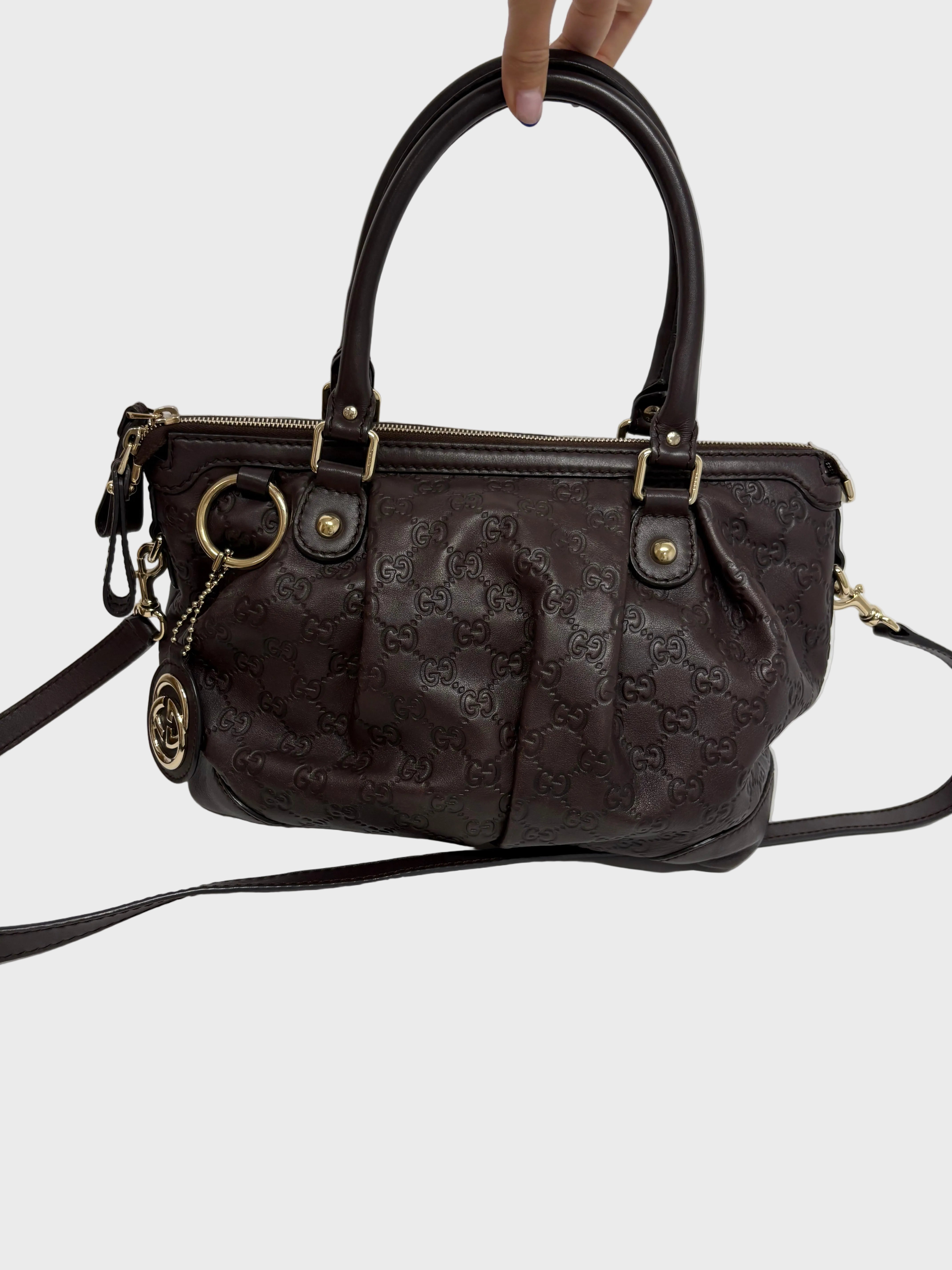 Gucci GG Guccissima suckey – Piel marrón chocolate Y bandolera