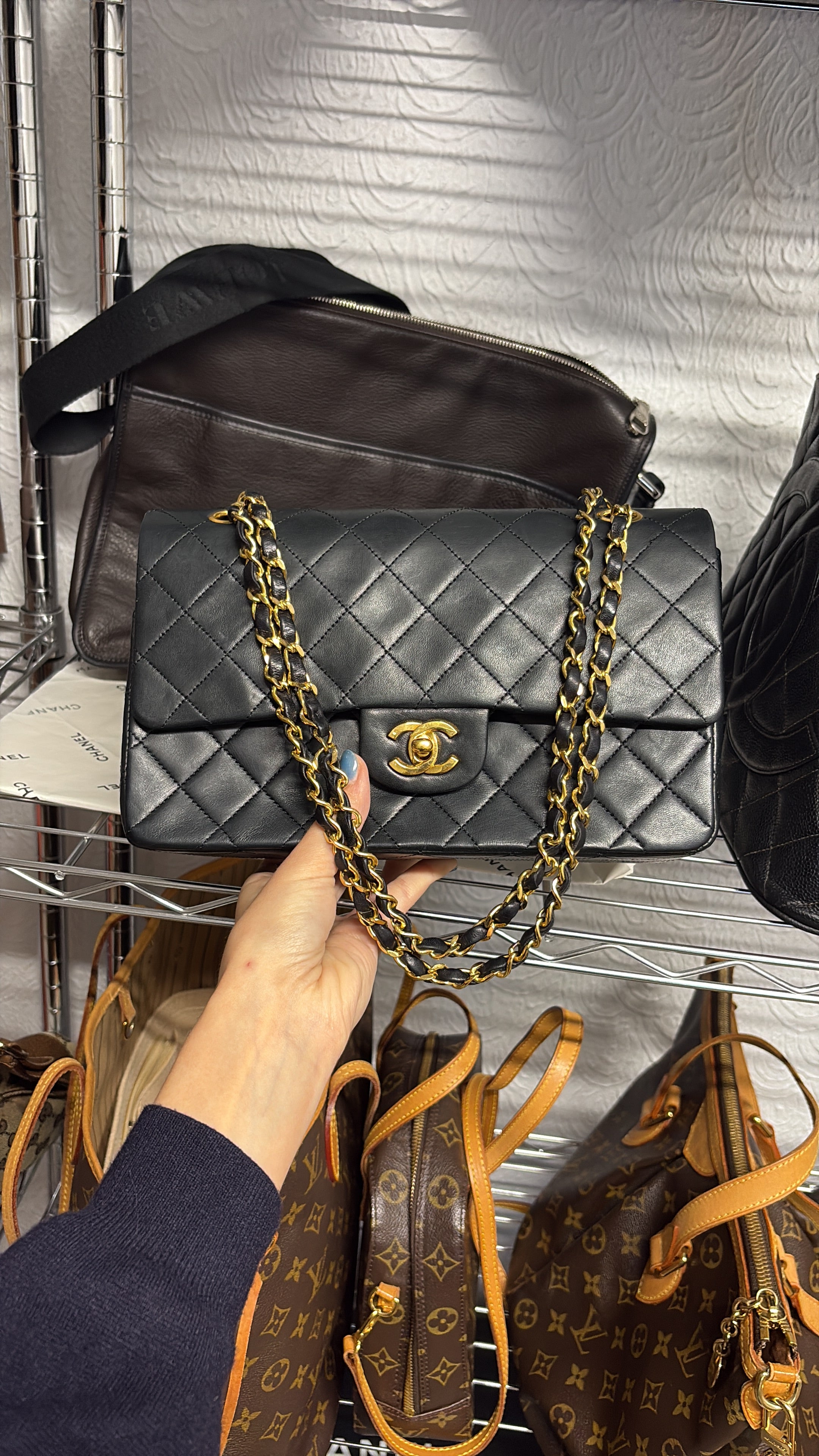 Chanel Timeless Double Flap 25 Lambskin negro serie 0