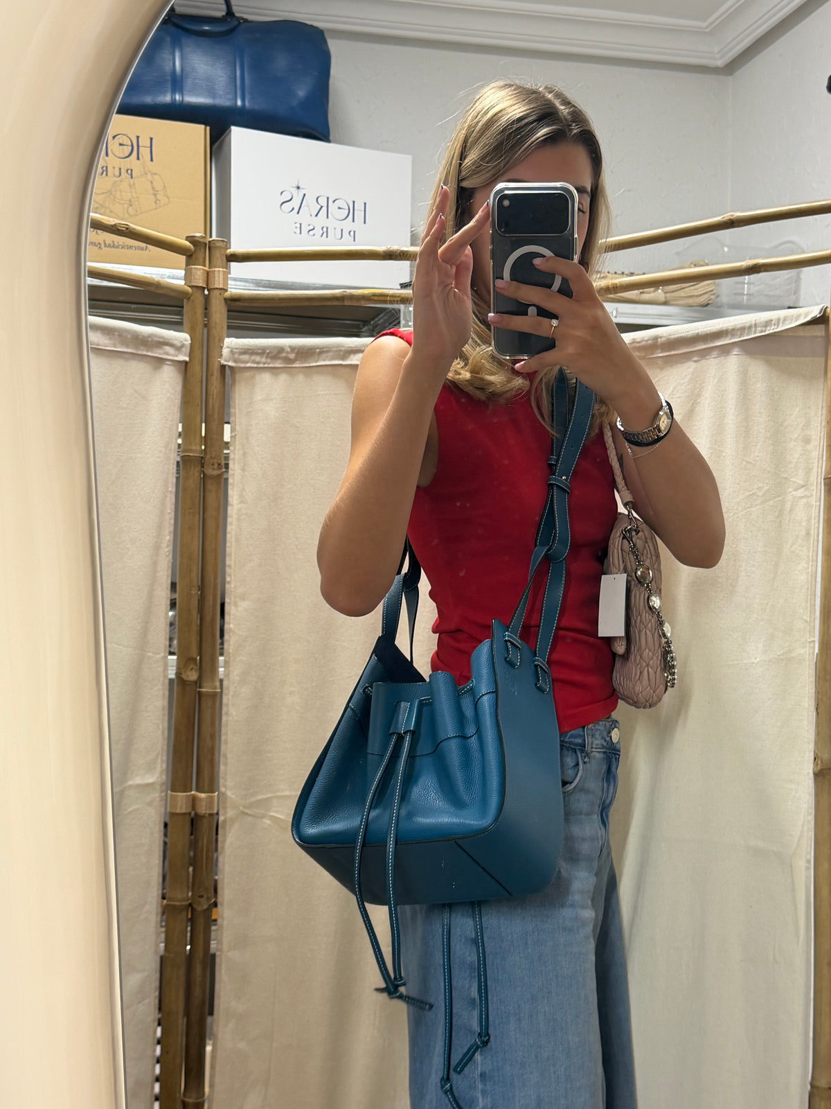 Loewe Hammock Small Piel Azul Lago