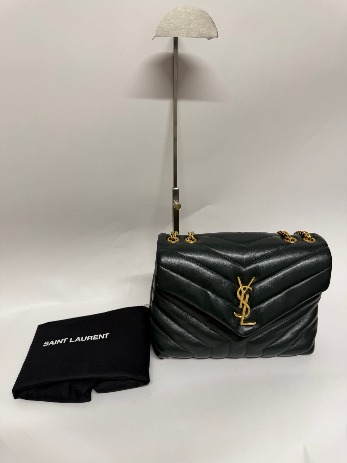 Saint Laurent LouLou Small Piel de Becerro Matelassé Verde Oscuro Full Set