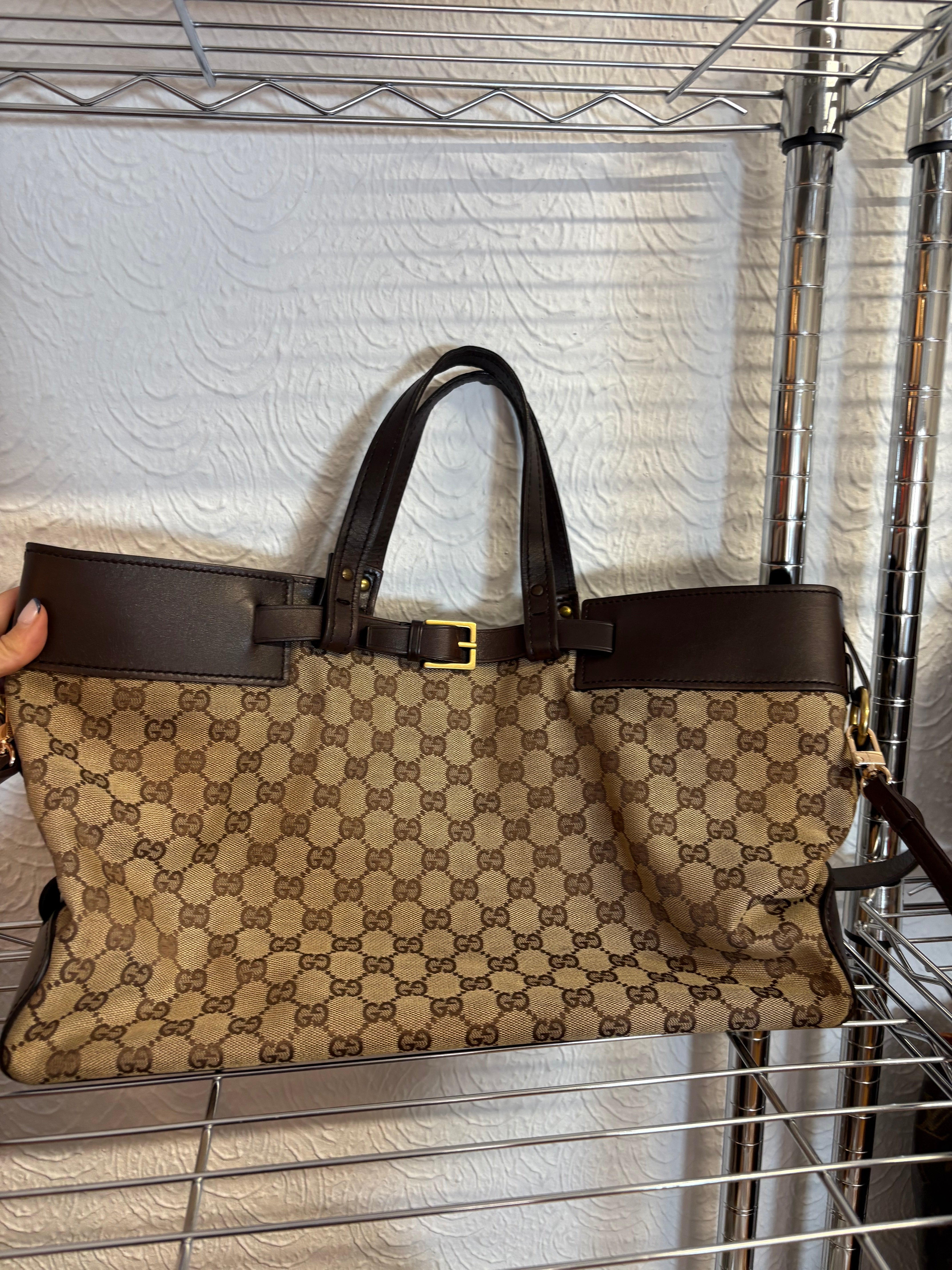 Gucci GG Canvas Belt Tote Shopper con hebilla