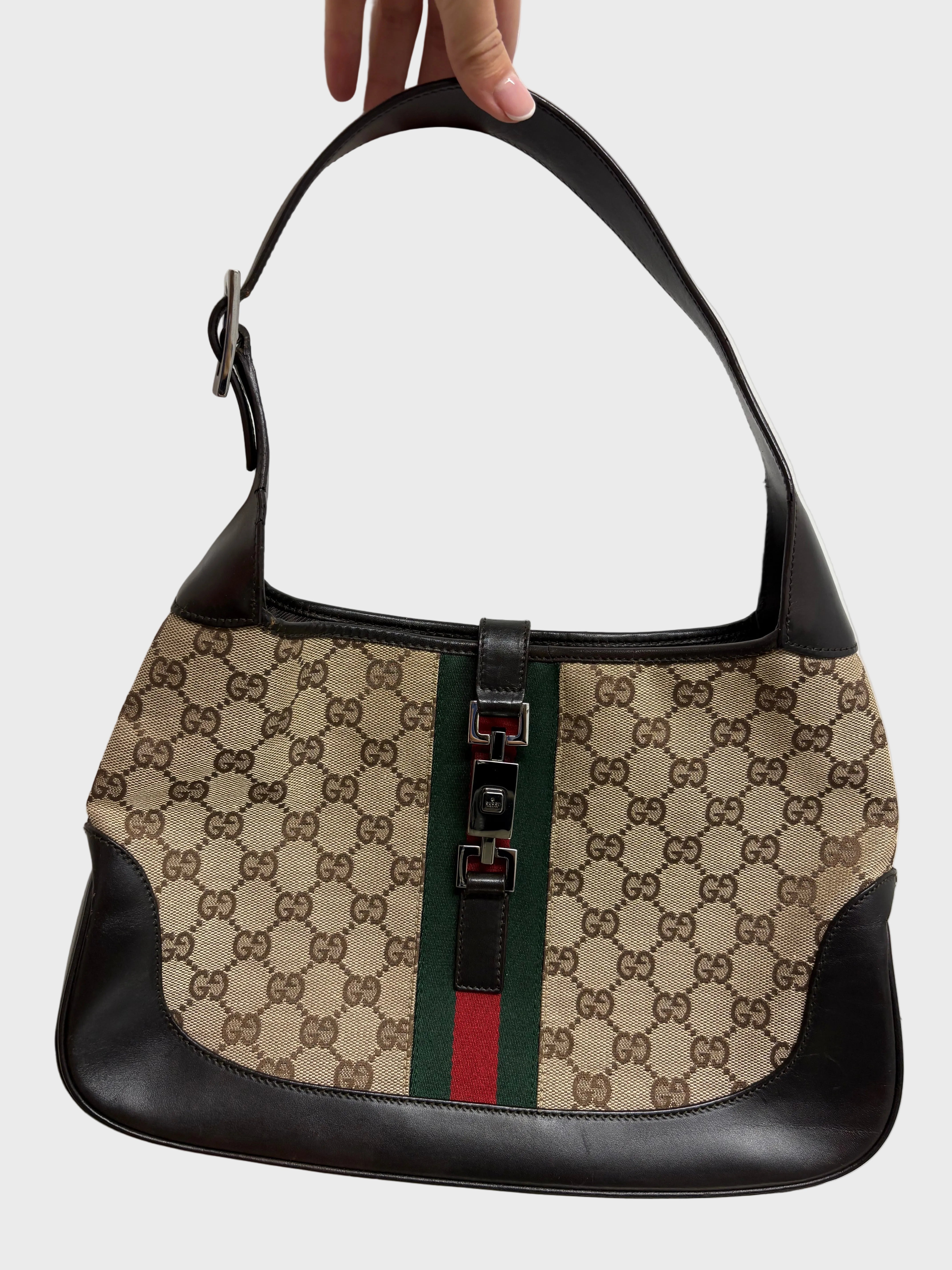Gucci Jackie Vintage Clásico – GG Canvas & Piel Marrón Oscuro