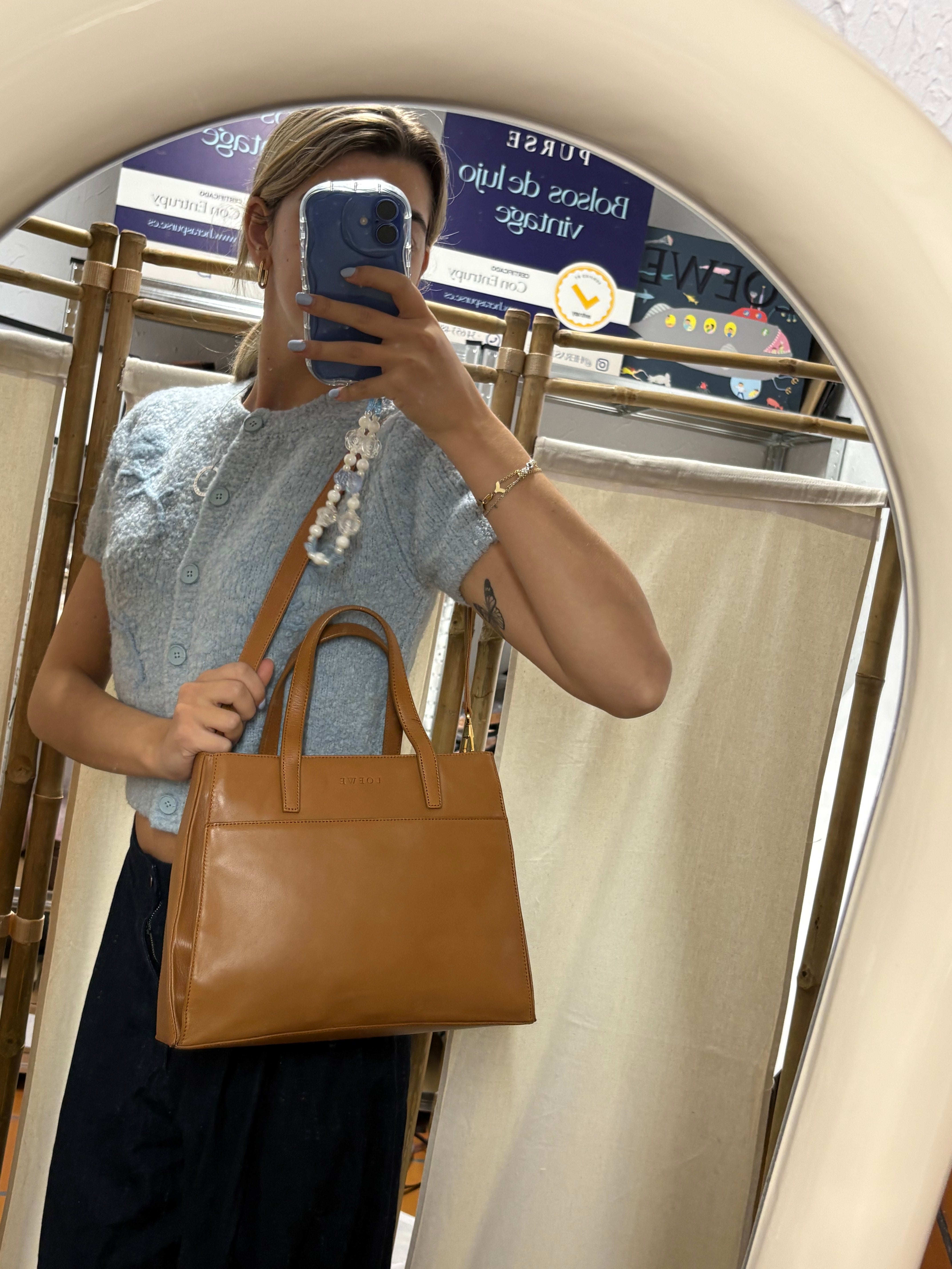 Loewe Vintage Piel Tafilete Camel 2-Way Original con bandolera