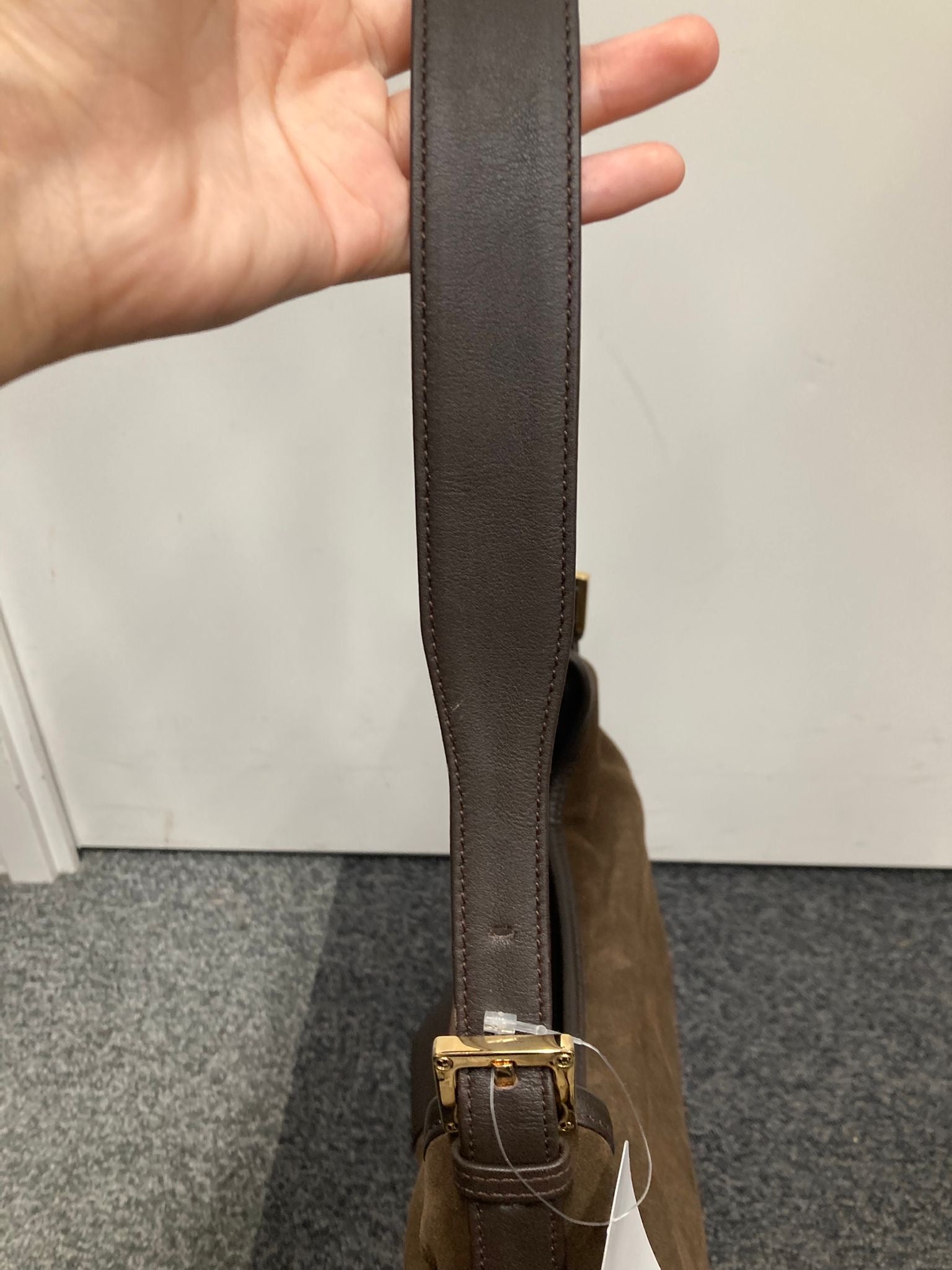 Loewe Bolso al Hombro en Ante Marrón Chocolate y Piel Lisa
