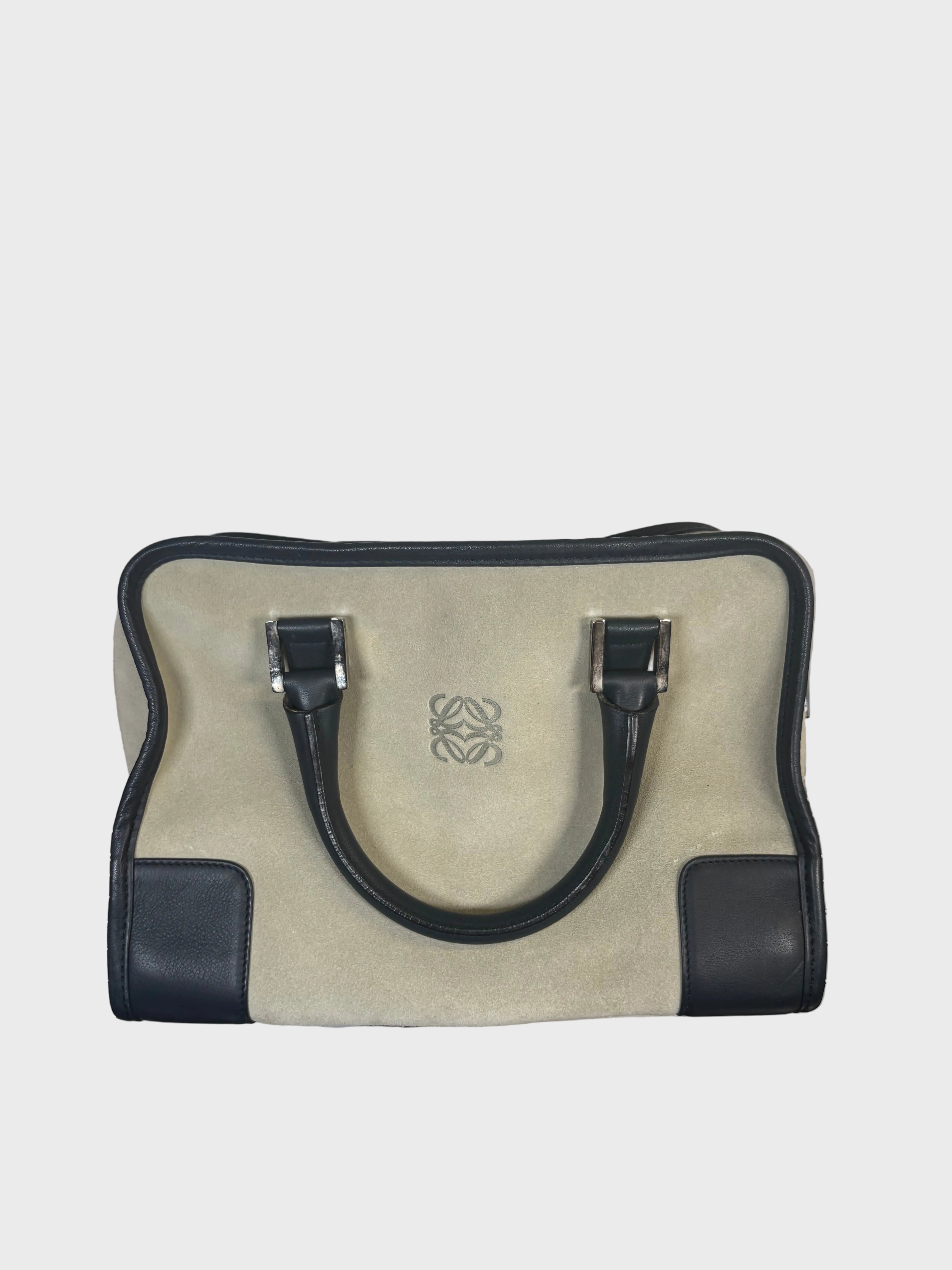 Loewe Amazona 27 Ante y Piel Verde Claro 2 bandoleras