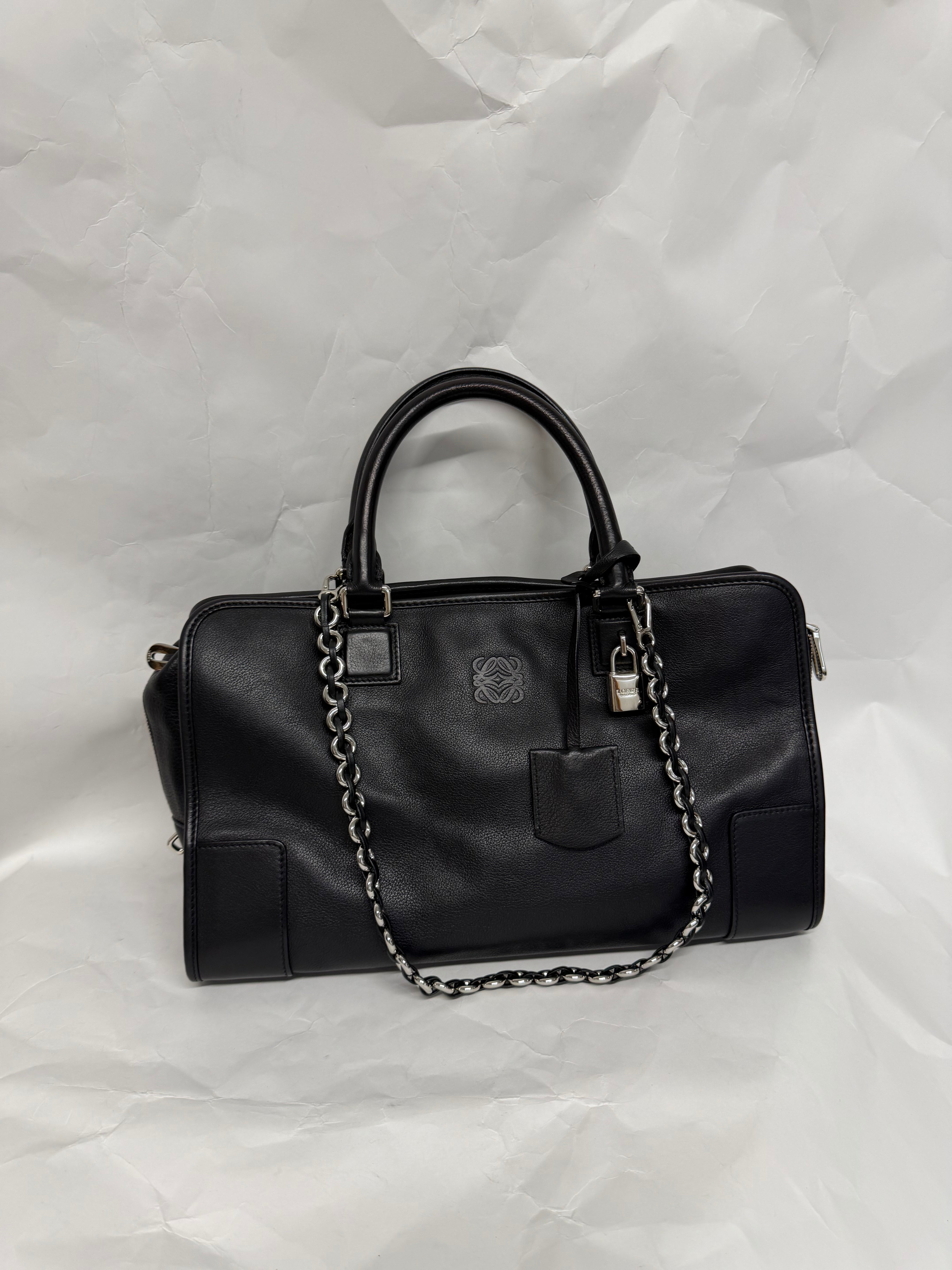 Loewe Amazona 36 | Piel Negra Herrajes Plata