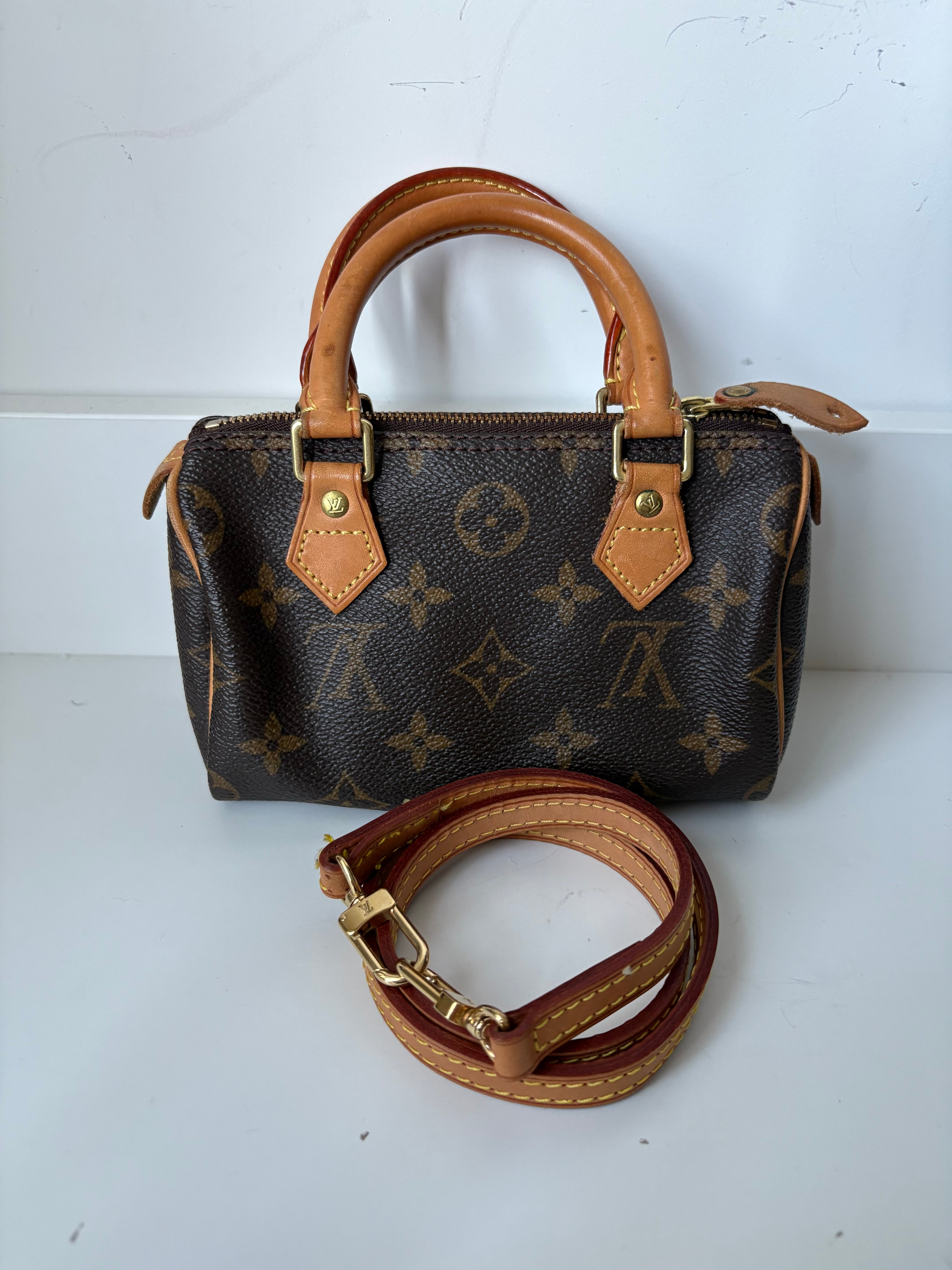 Louis Vuitton Nano Speedy Canvas monogram con correa