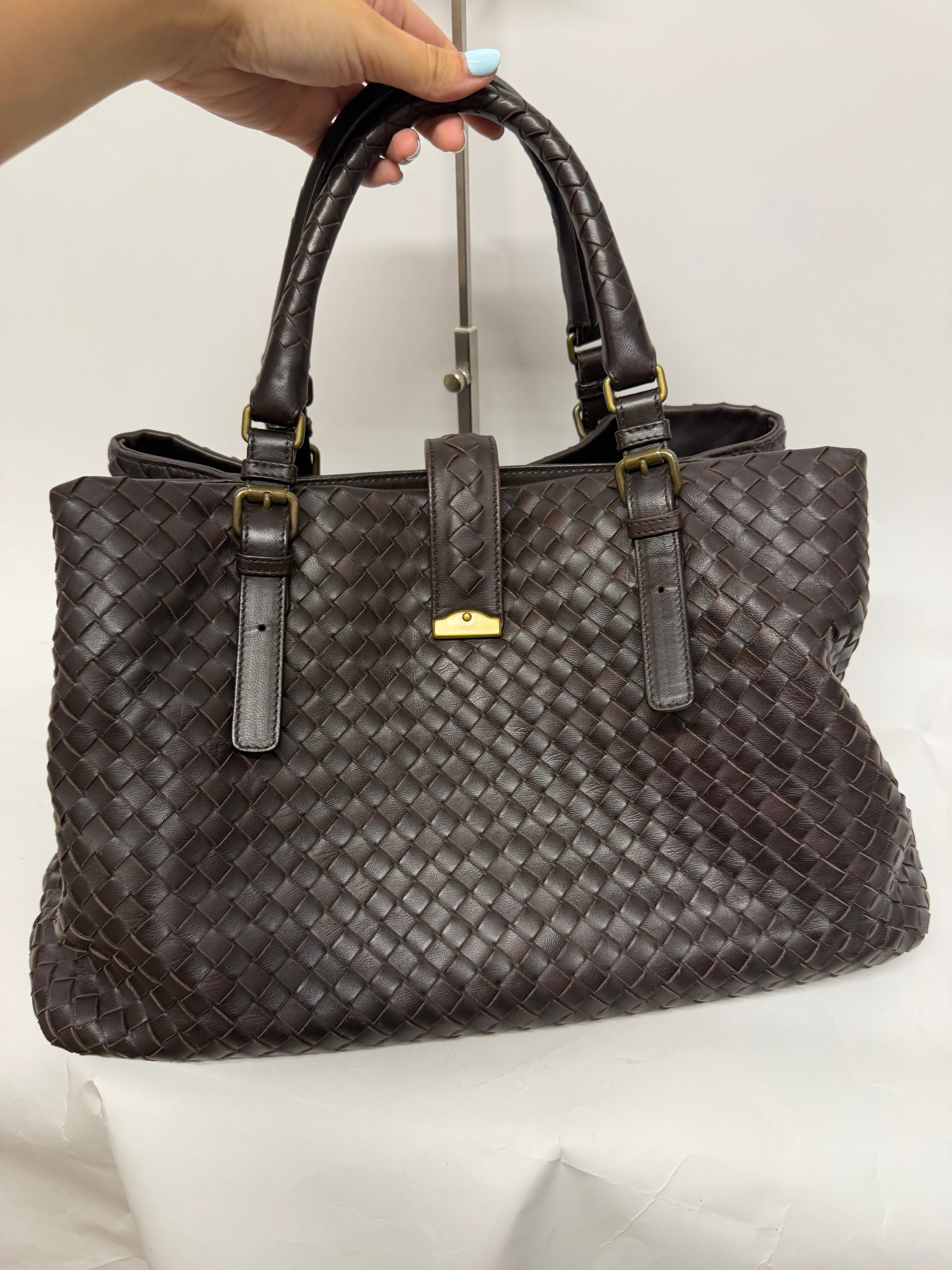 Bottega Veneta Roma Intrecciato Piel Marrón