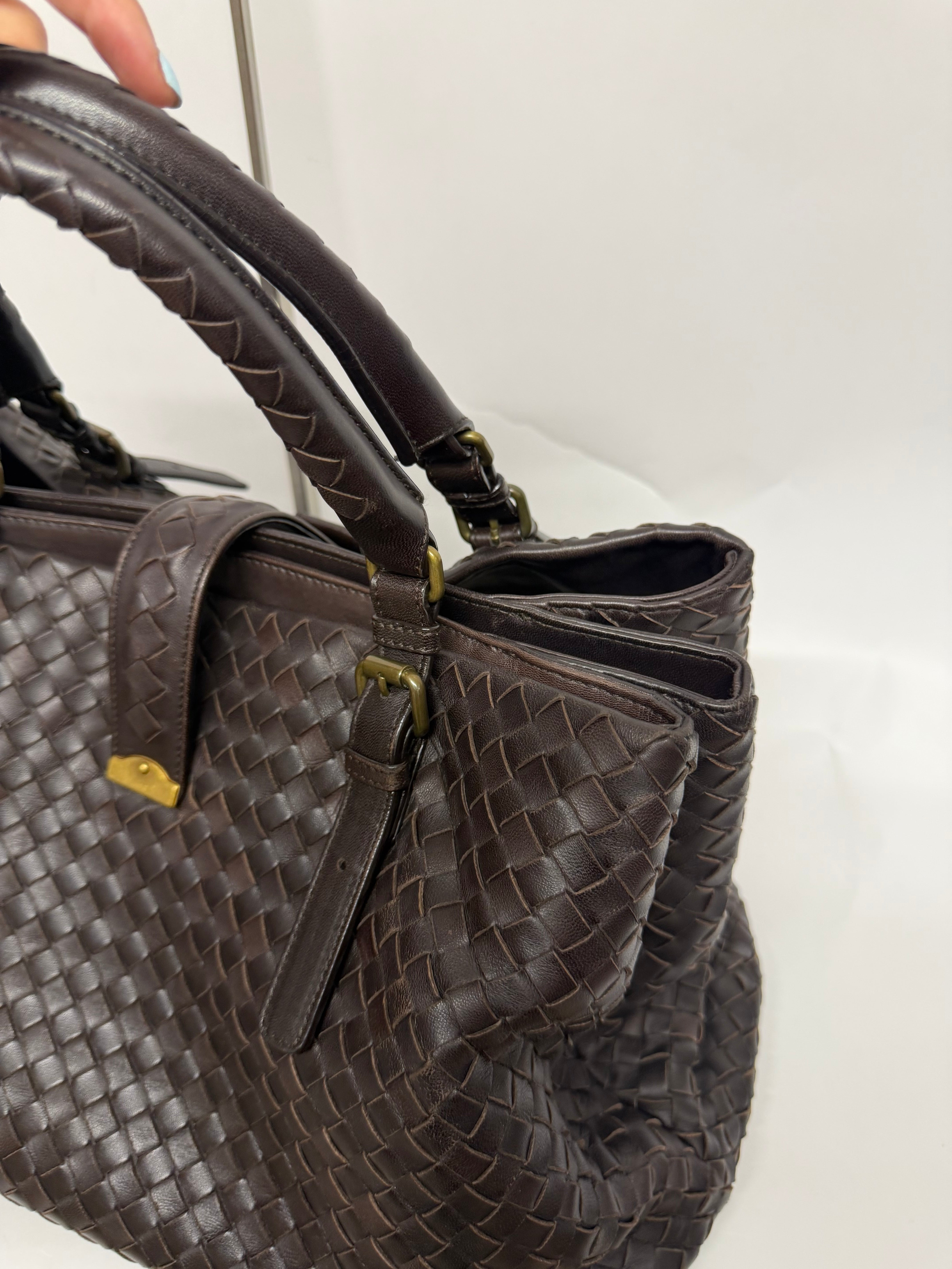 Bottega Veneta Roma Intrecciato Piel Marrón