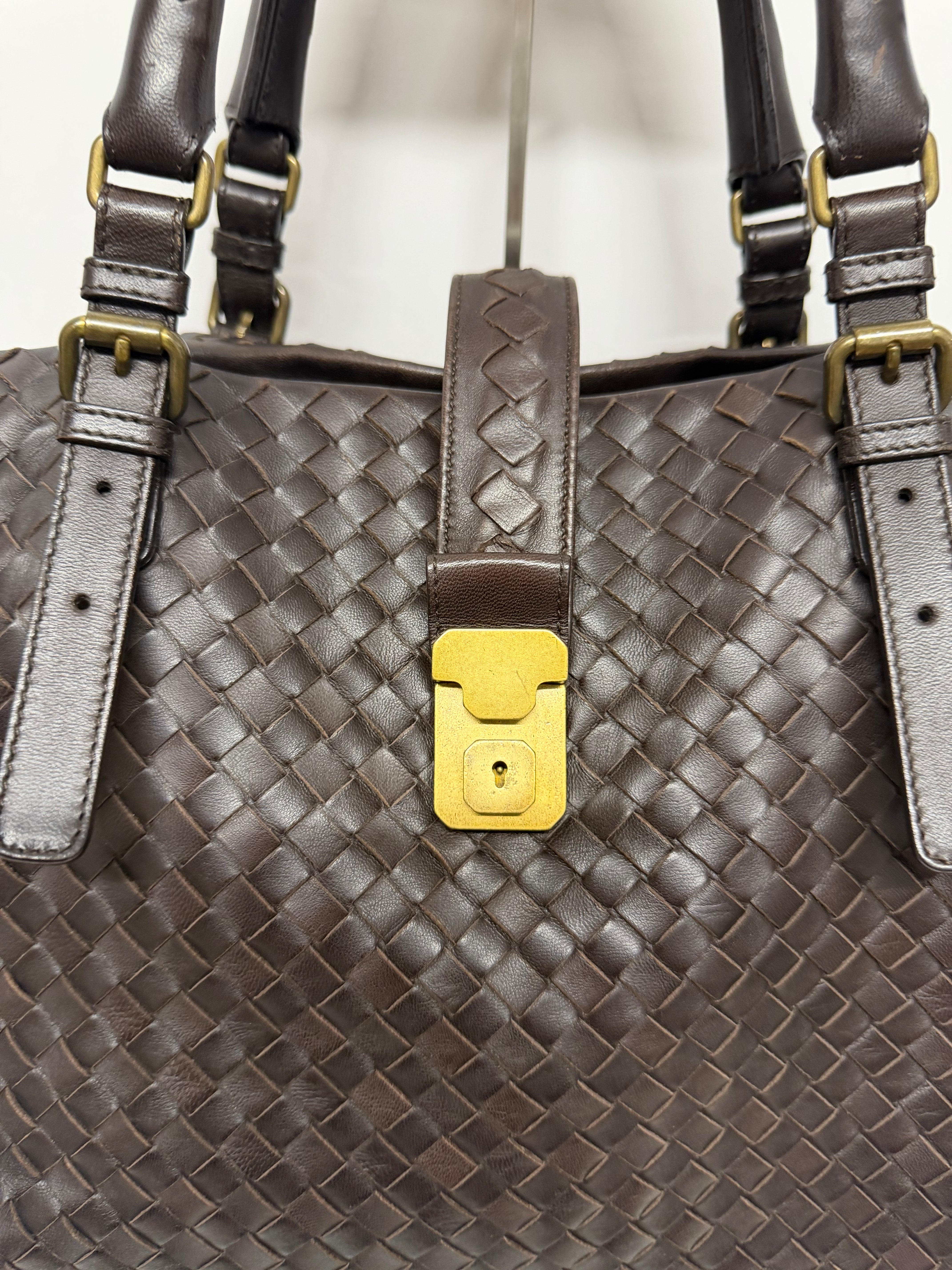 Bottega Veneta Roma Intrecciato Piel Marrón
