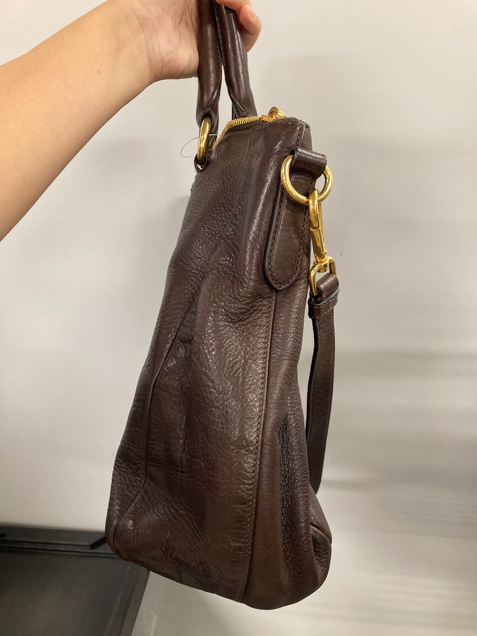 Prada 2Way Tote Bag en piel marrón chocolate