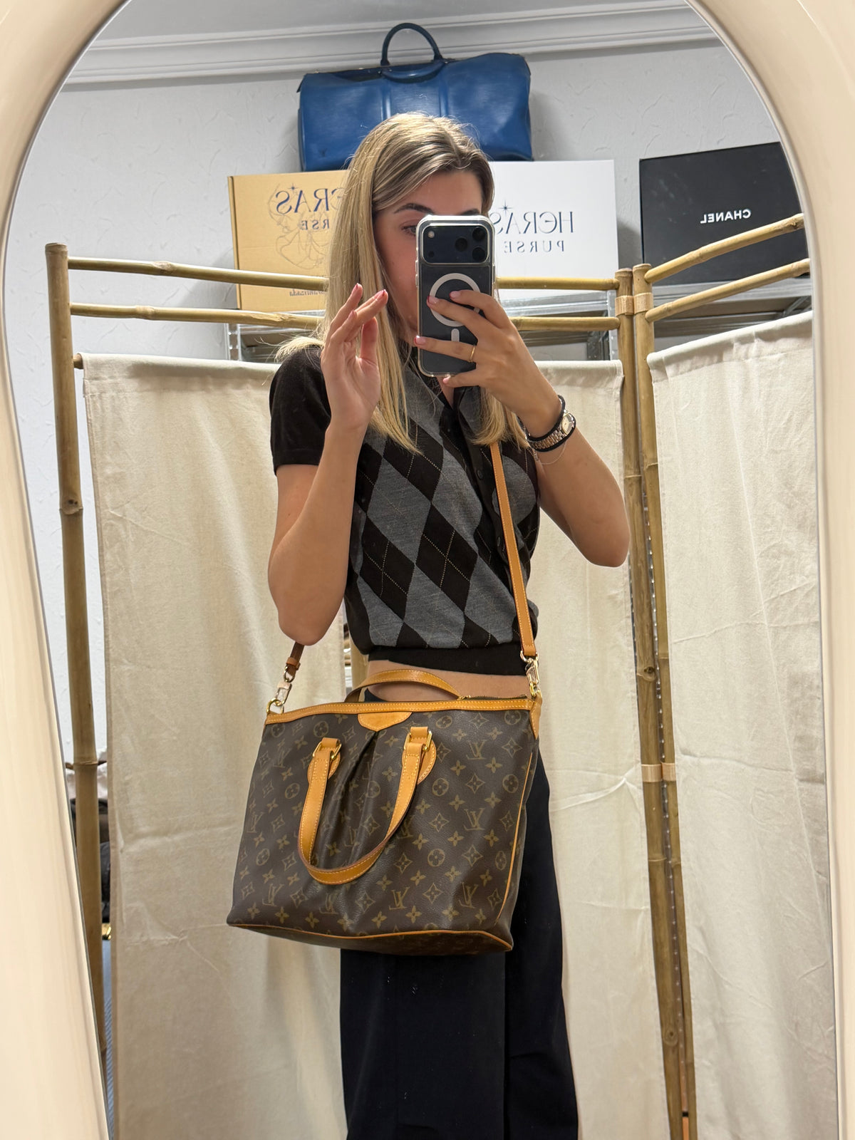 Louis Vuitton Palermo PM Monogram con Bandolera de Piel Heras Purse