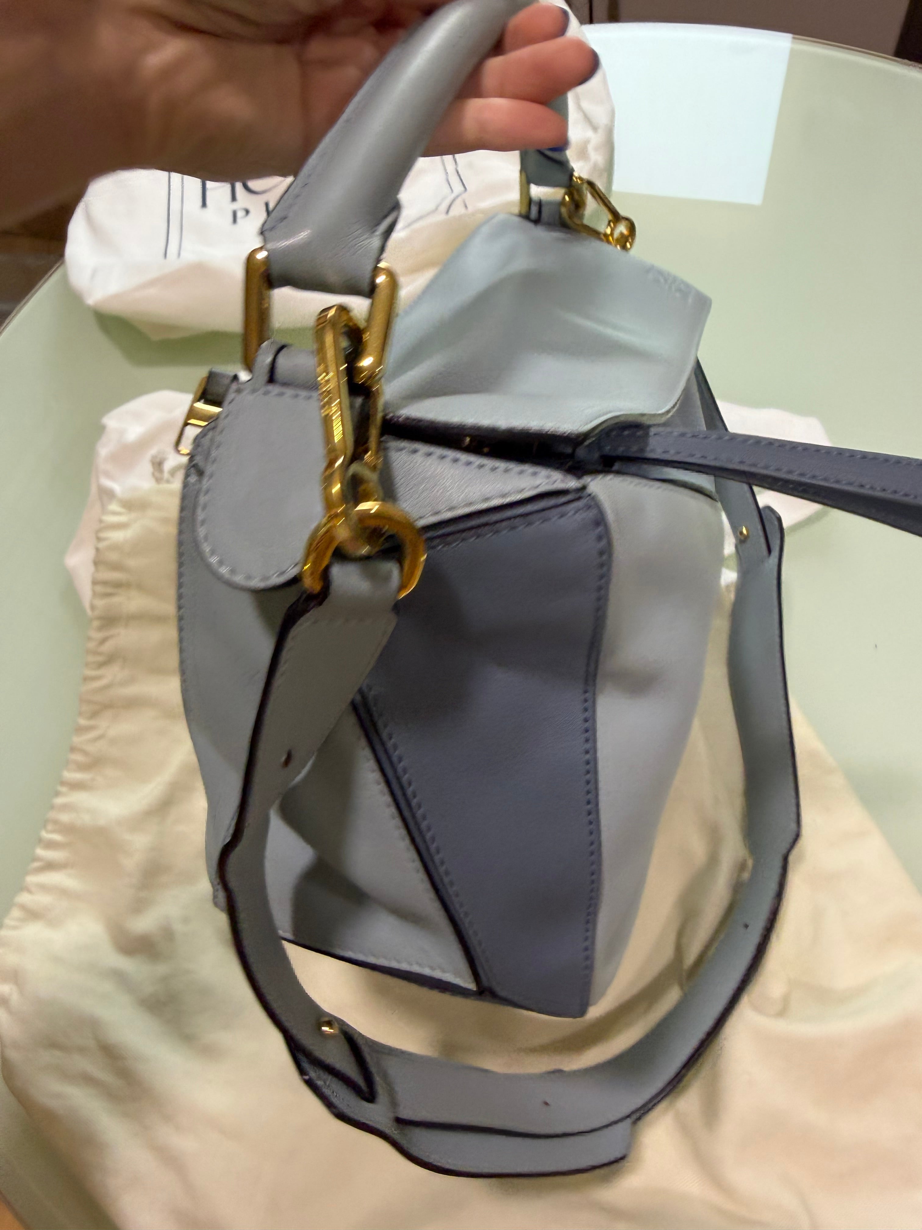 Loewe puzzle bag mediano tricolor sky baby blue