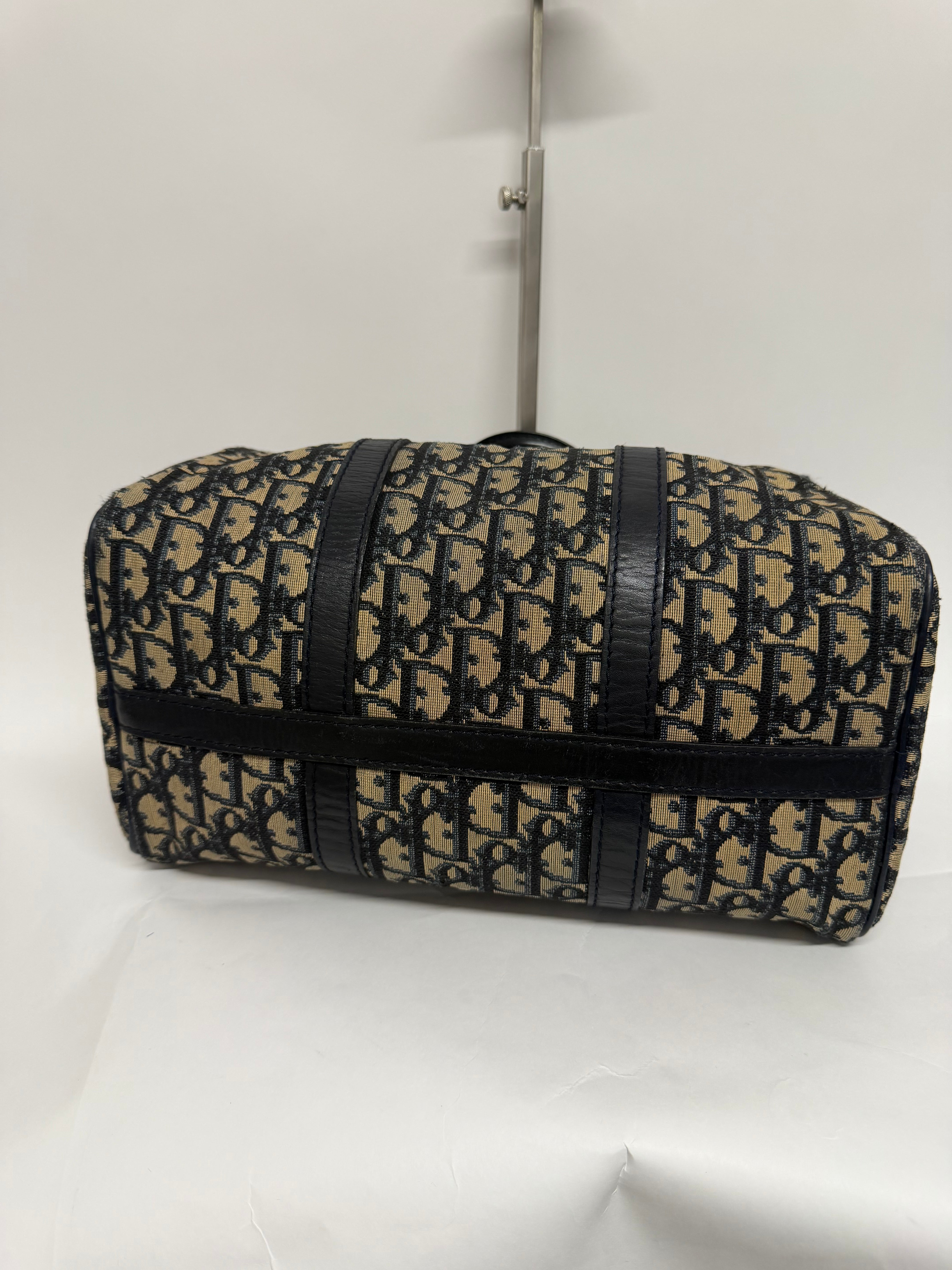 Dior Trotter Boston Bag Canvas x Leather Azul Marino